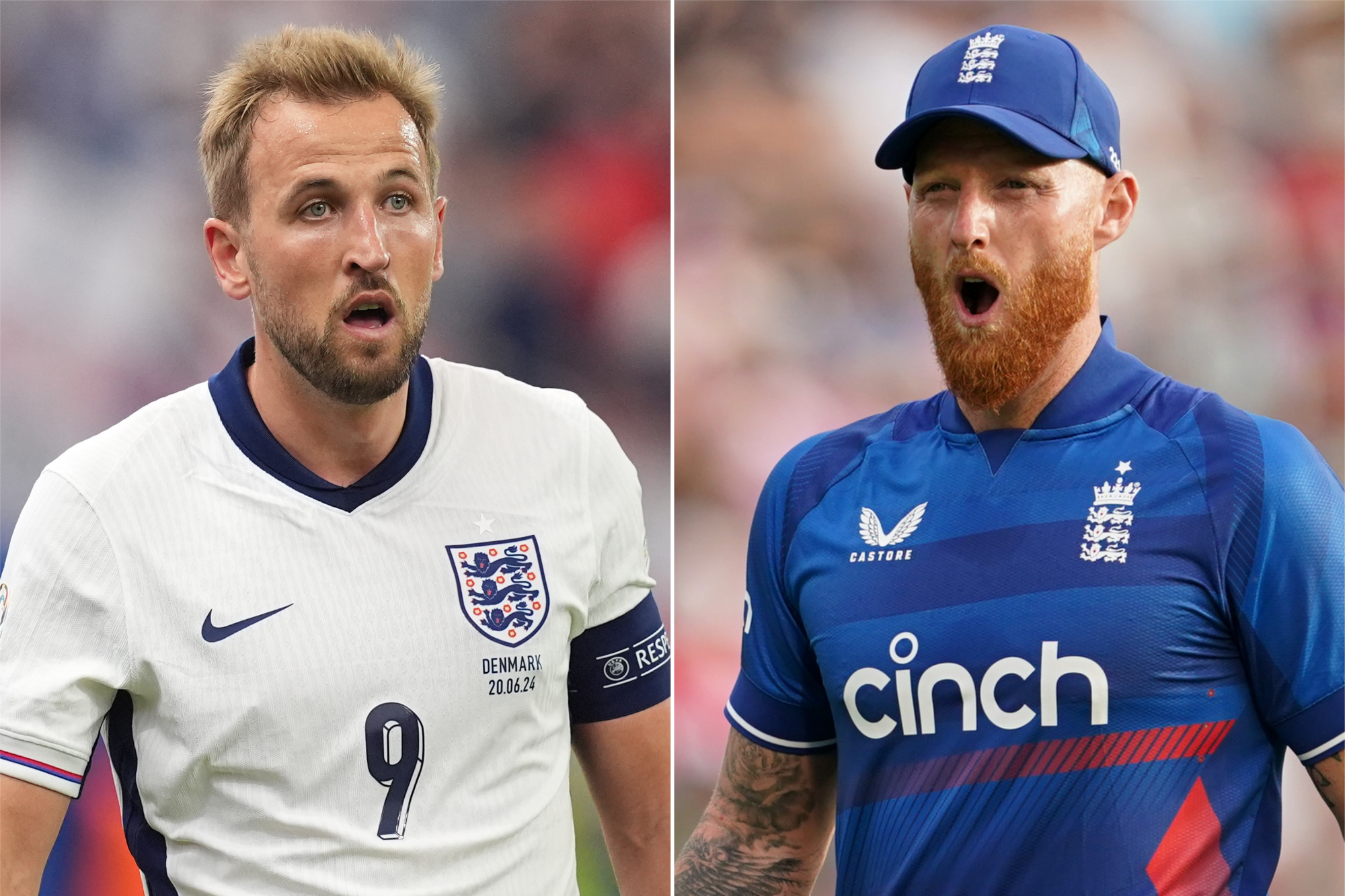 Harry Kane hopes the talk from England Test captain Ben Stokes, right, can inspire on Sunday (Martin Rickett/Joe Giddens/PA)