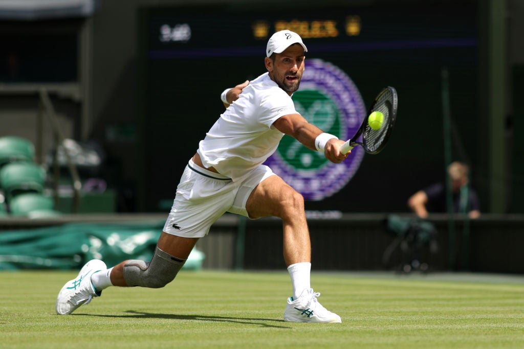 Djokovic has trained with a brace on his right knee after undergoing surgery three weeks ago