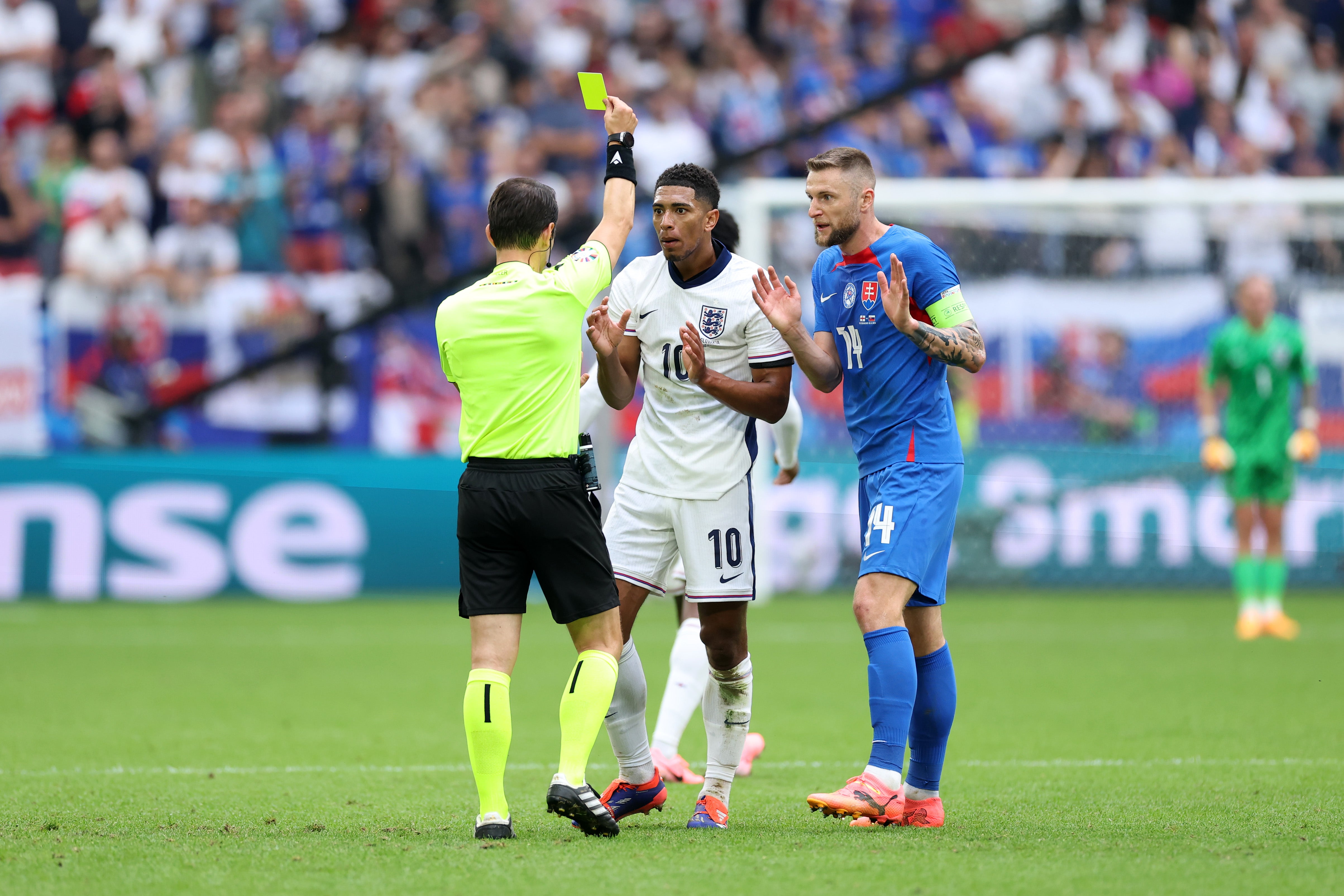 Milan Skriniar (right) and Jude Bellingham were both booked in the last-16 tie