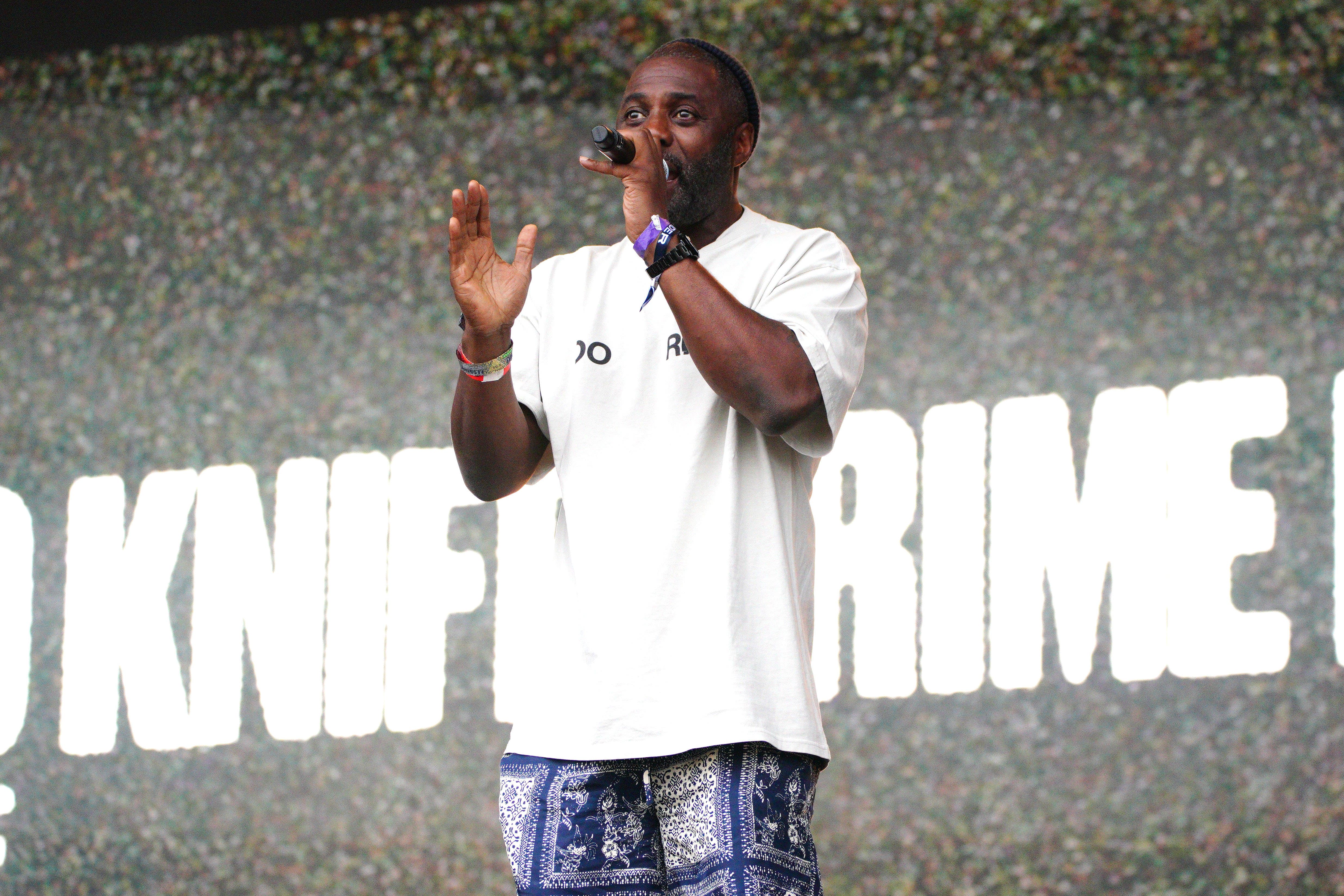 Idris Elba at the Glastonbury Festival at Worthy Farm (Ben Birchall/PA)