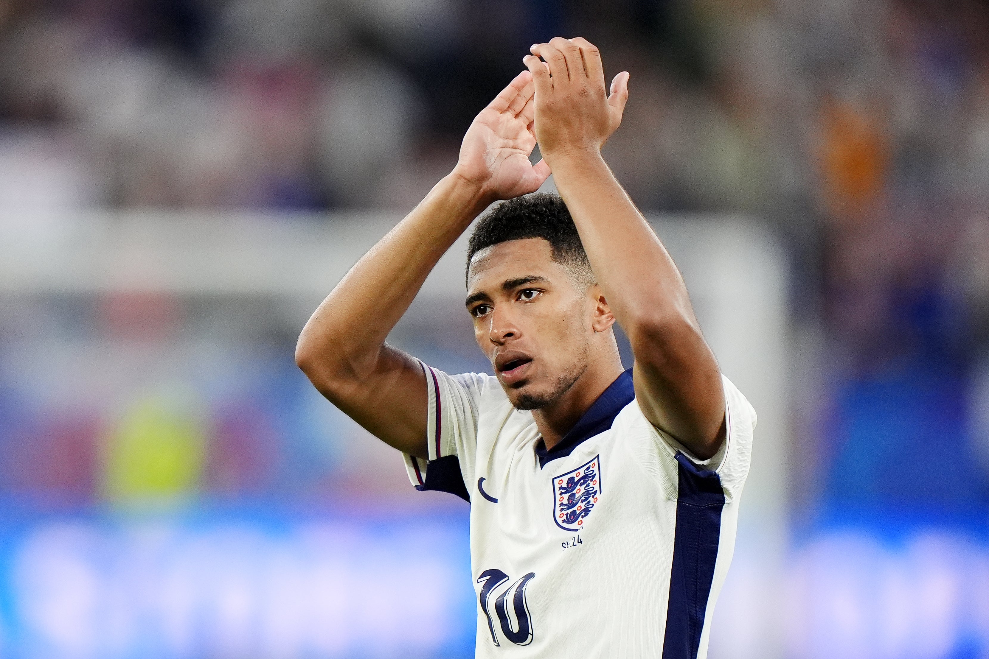 England’s Jude Bellingham applauds the fans after the win over Slovakia (Bradley Collyer/PA)