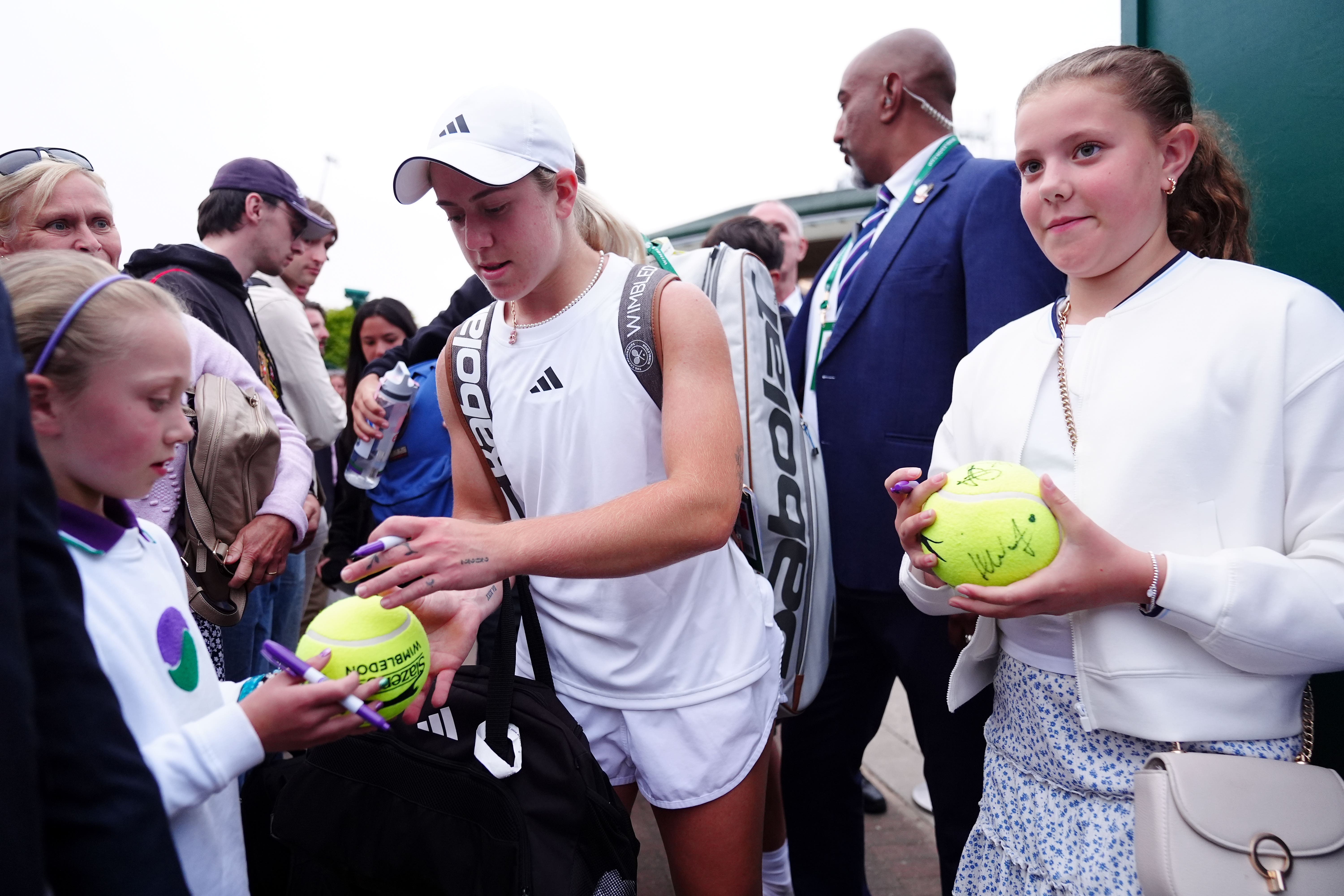 Sonay Kartal signs autographs for fans following her victory (Mike Egerton/PA)