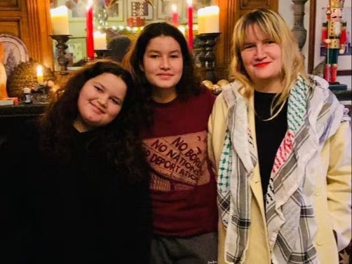 Emma Watt with her two daughters Ameenah, 11, and Malika, 14