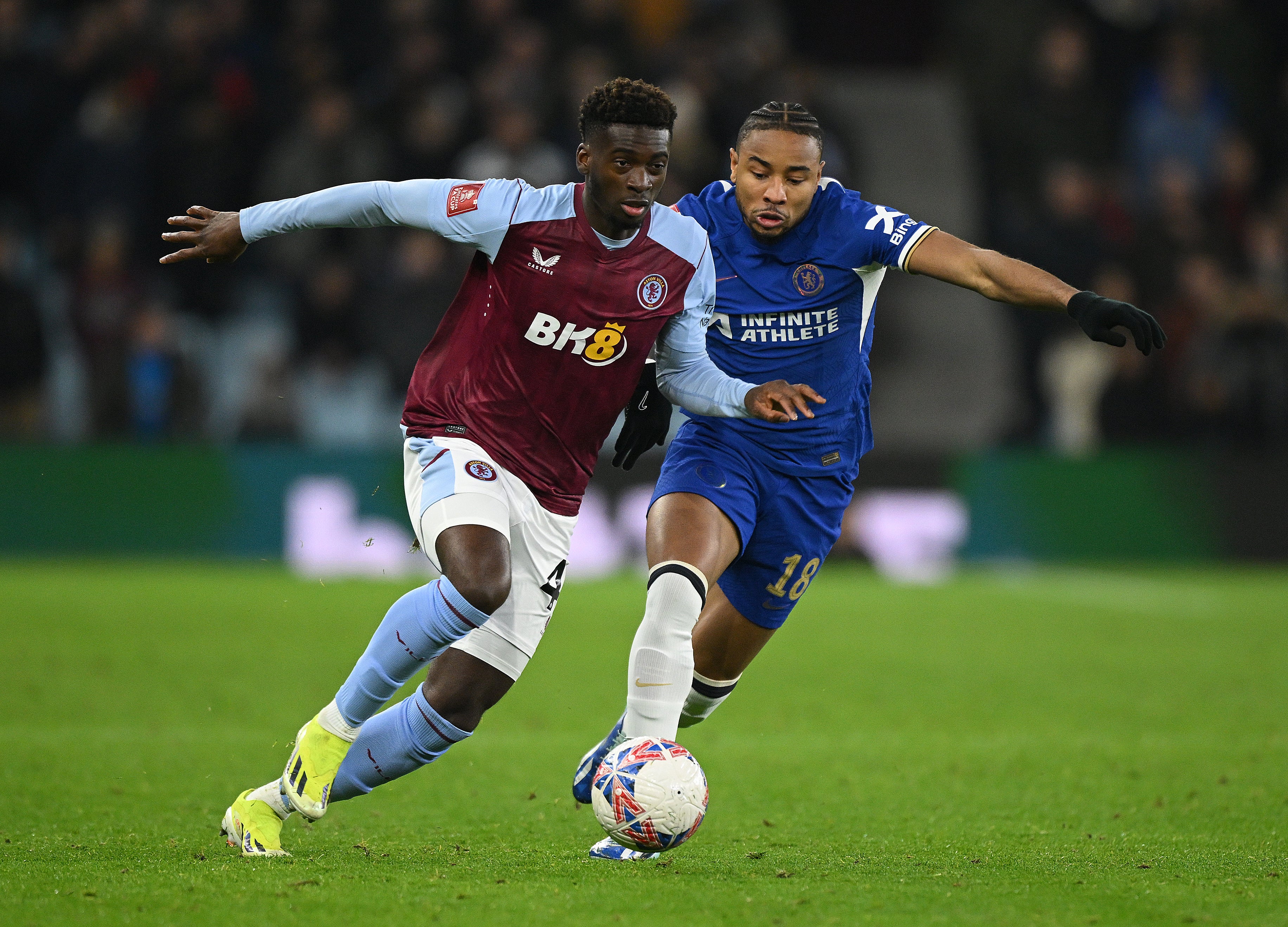 Tim Iroegbunam in action for Aston Villa last season