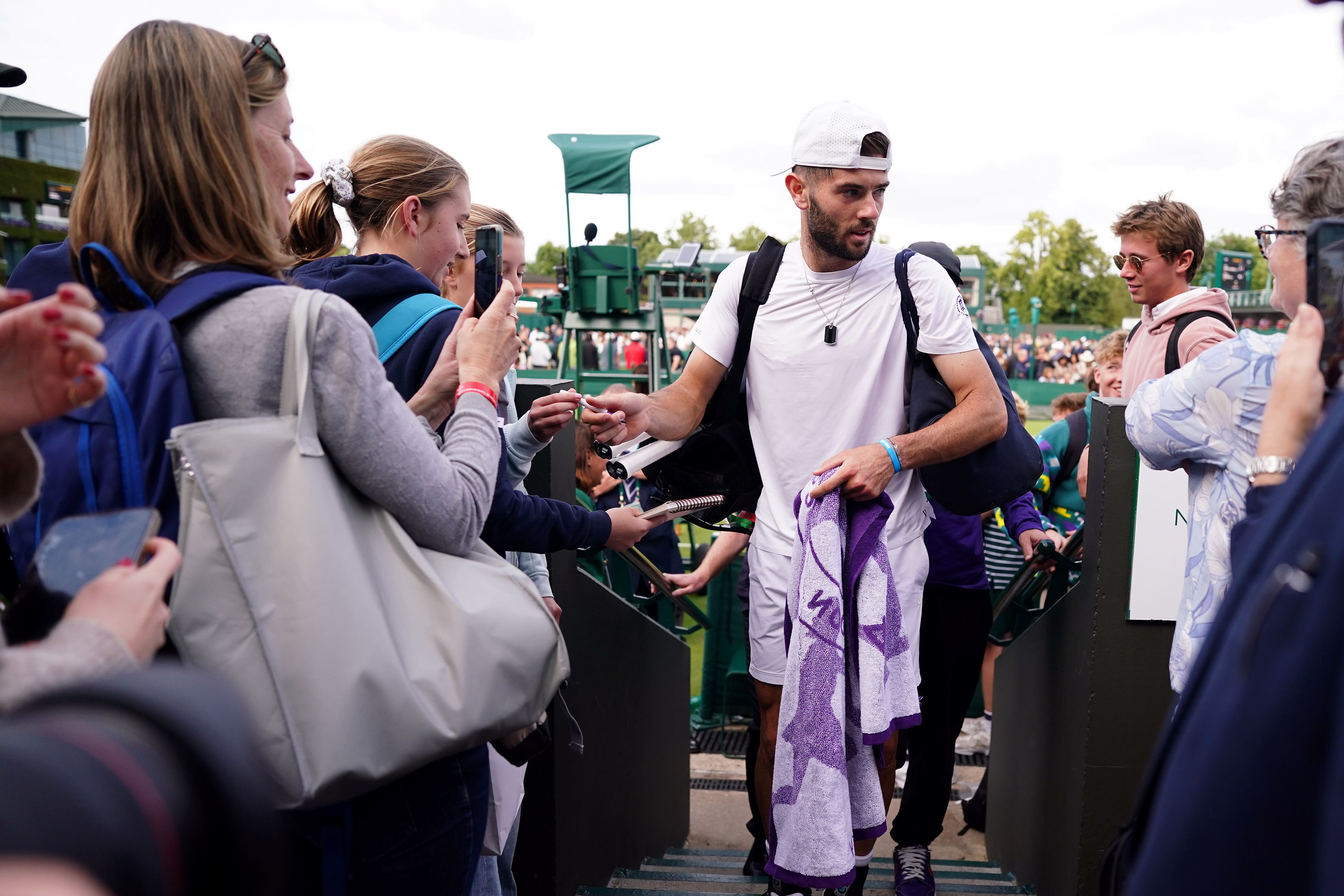 Jacob Fearnley beat Alejandro Moro Canas 7-5 6-4 7-6 (12) at Wimbledon on Tuesday (Jordan Pettitt/PA)