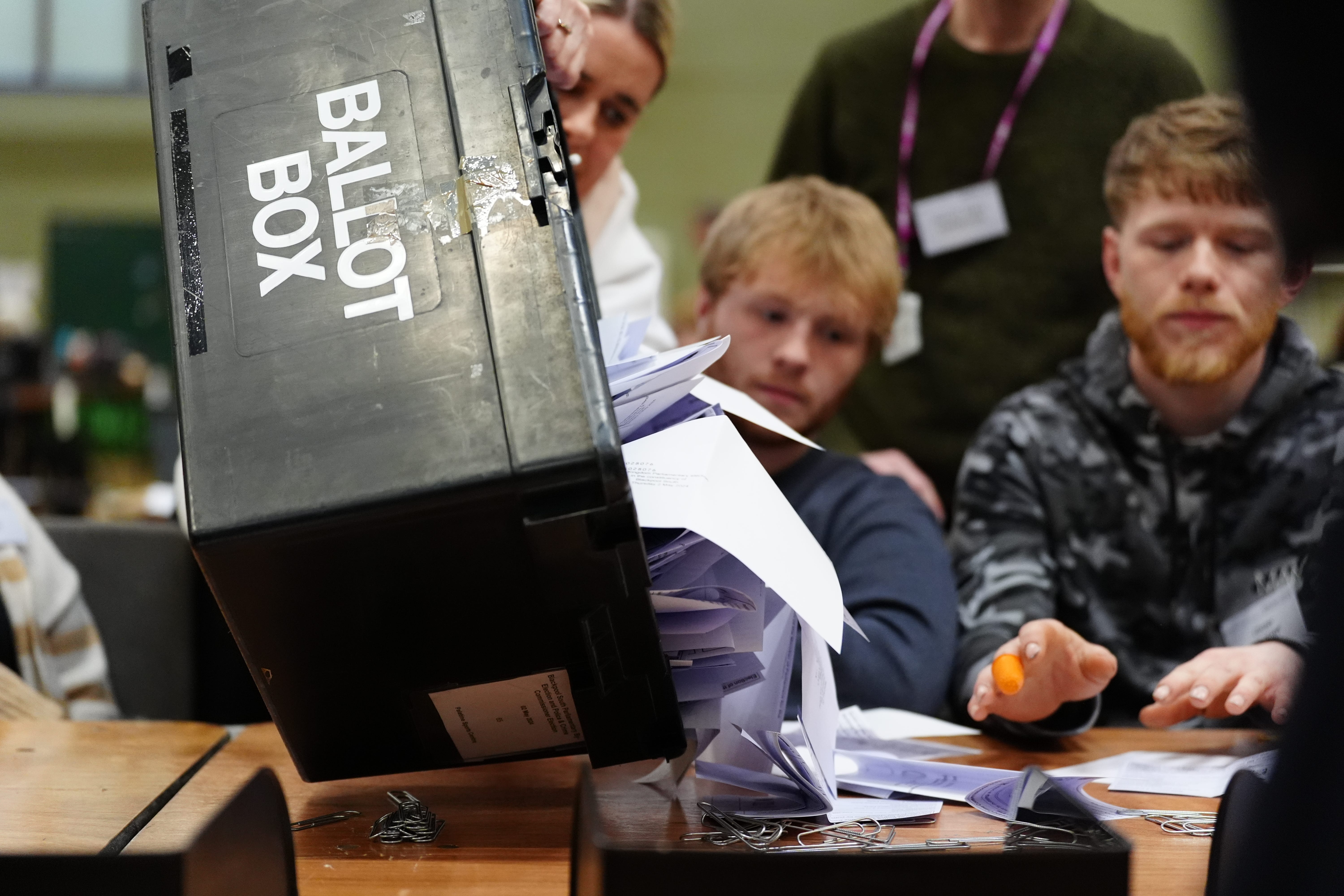 The highest number of seats won by a single party at an election since 1900 is 418, by Labour in 1997 (Peter Byrne/PA)