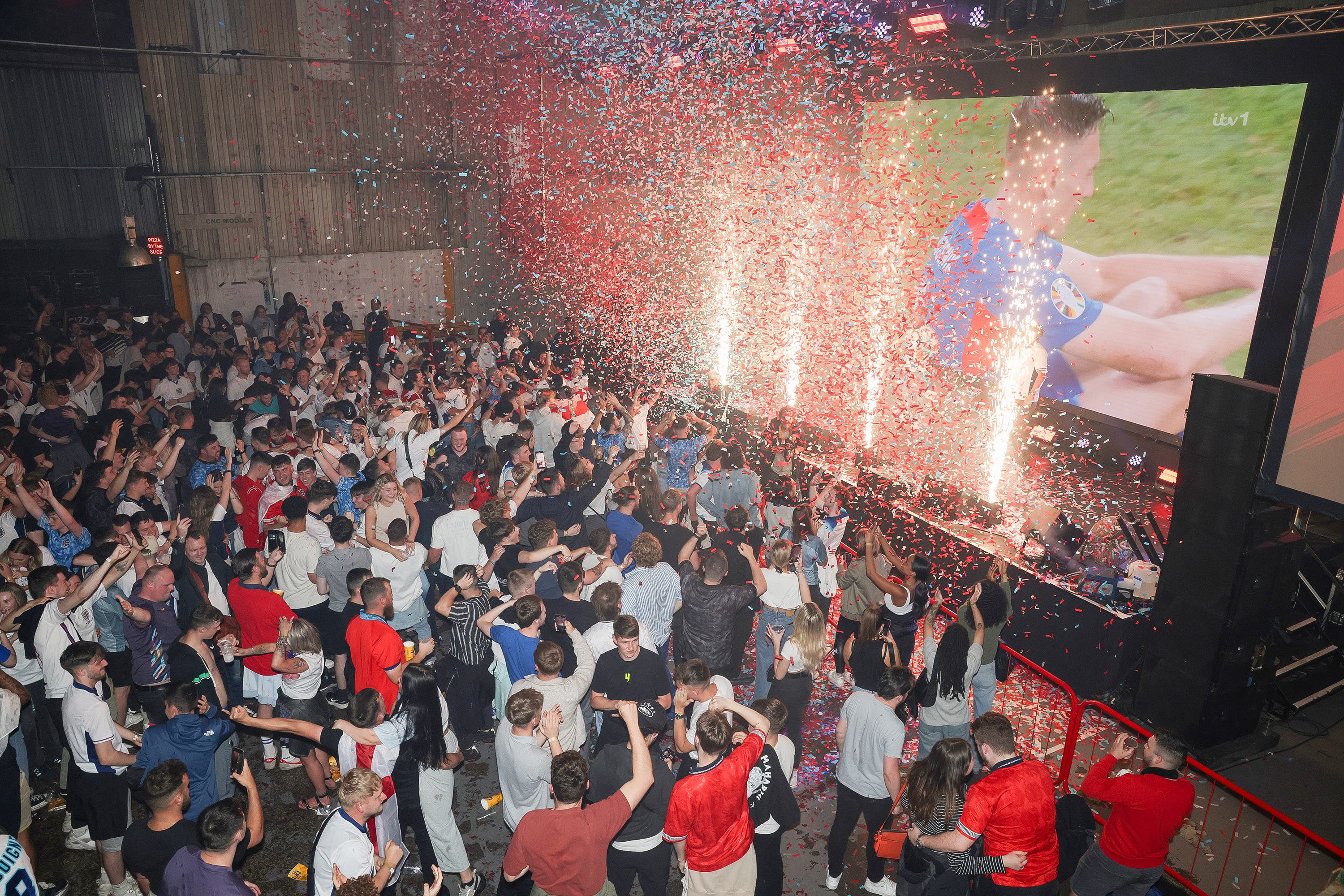 Fans watching England versus Slovakia