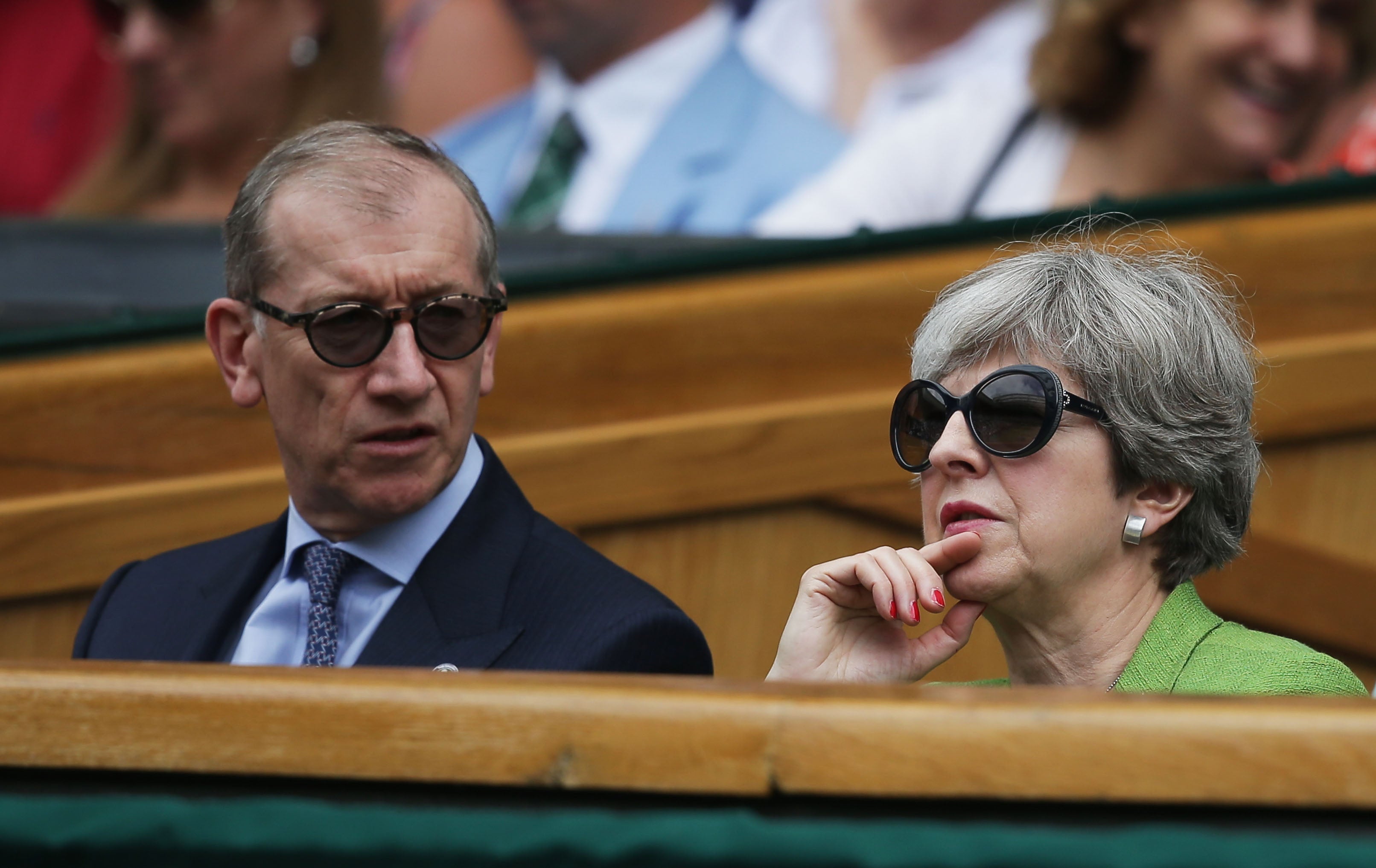 Theresa May and her husband Phillip at Wimbledon 2024