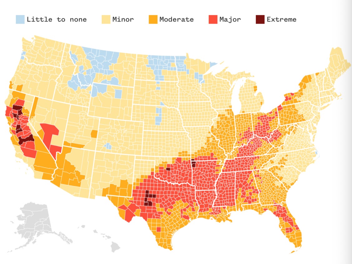 A map showing heat warnings by severity for July 3. More than 100 million Americans are under a heat warning that is likely to last for days