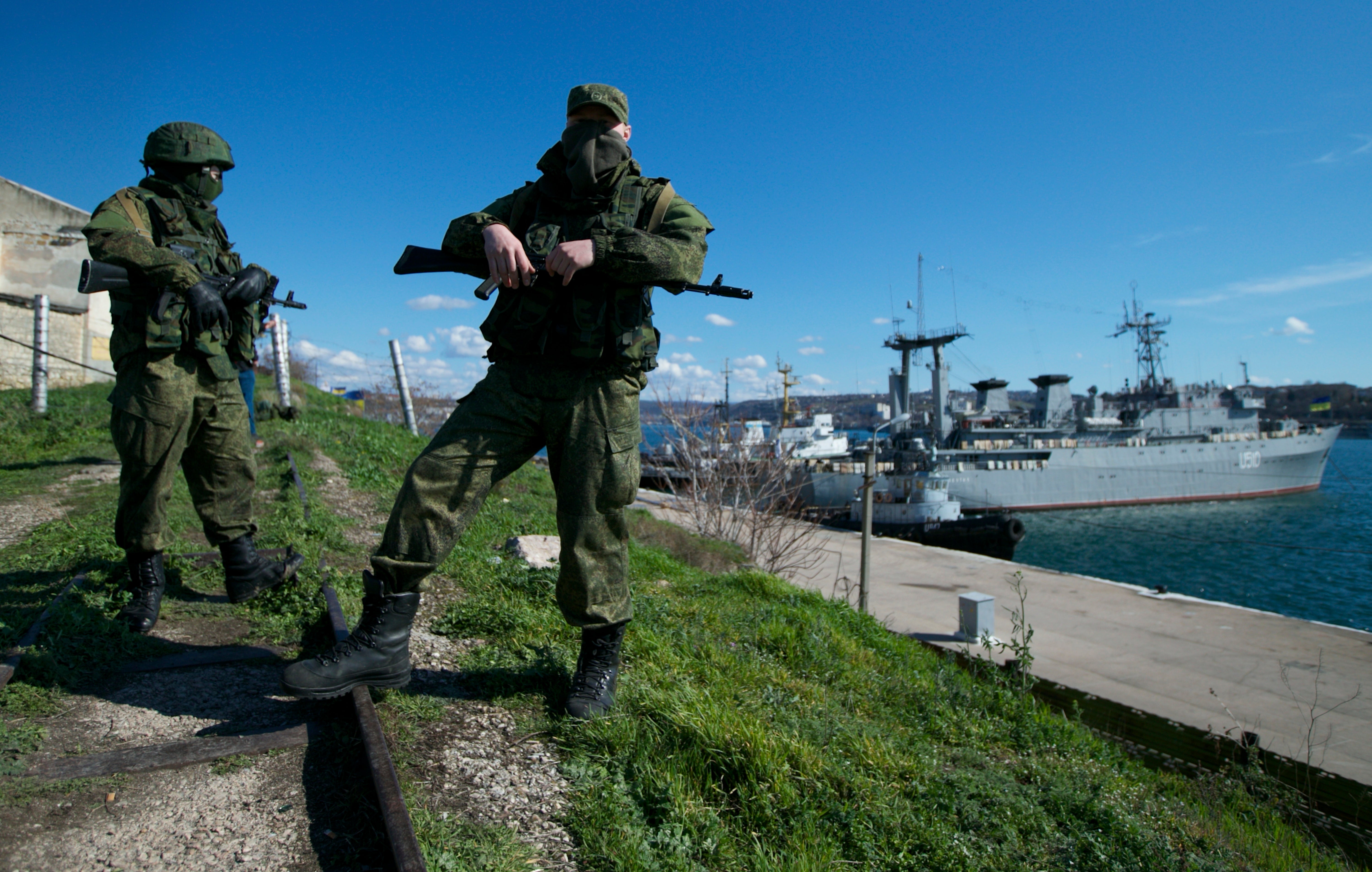 Sevastopol, the Russian-controlled Crimean city where two Ukrainian naval vessels are still moored