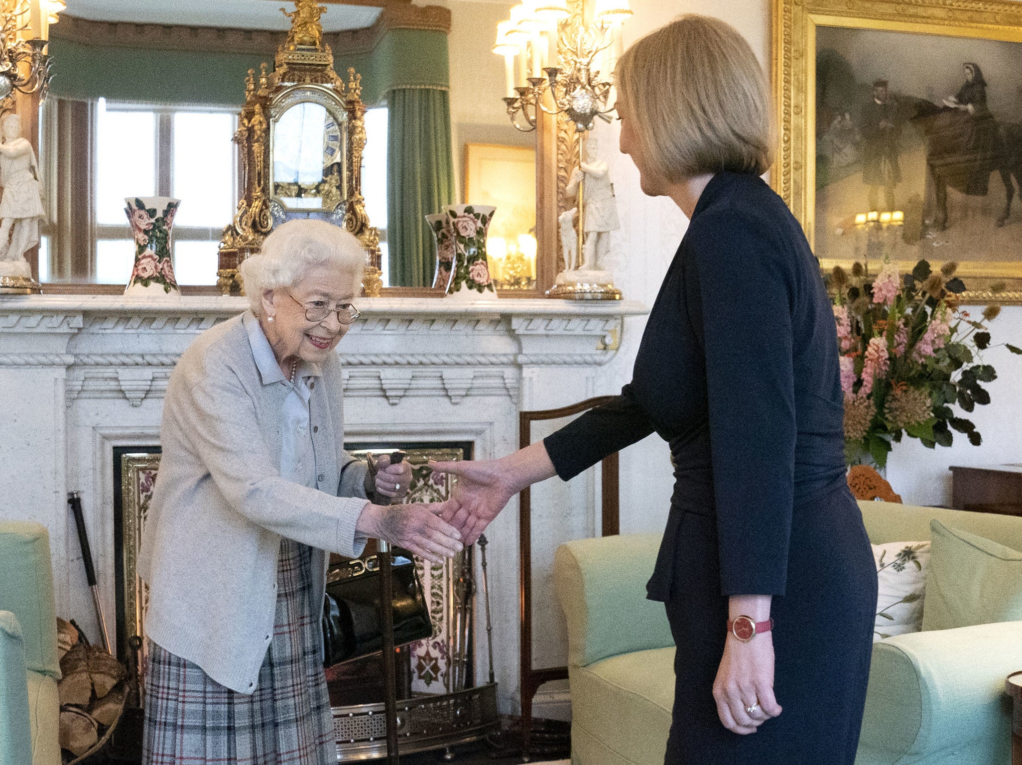 The late Queen at an audience in Balmoral Castle with Liz Truss, where she invited her to become prime minister and form a government. This took place just two days before her death.