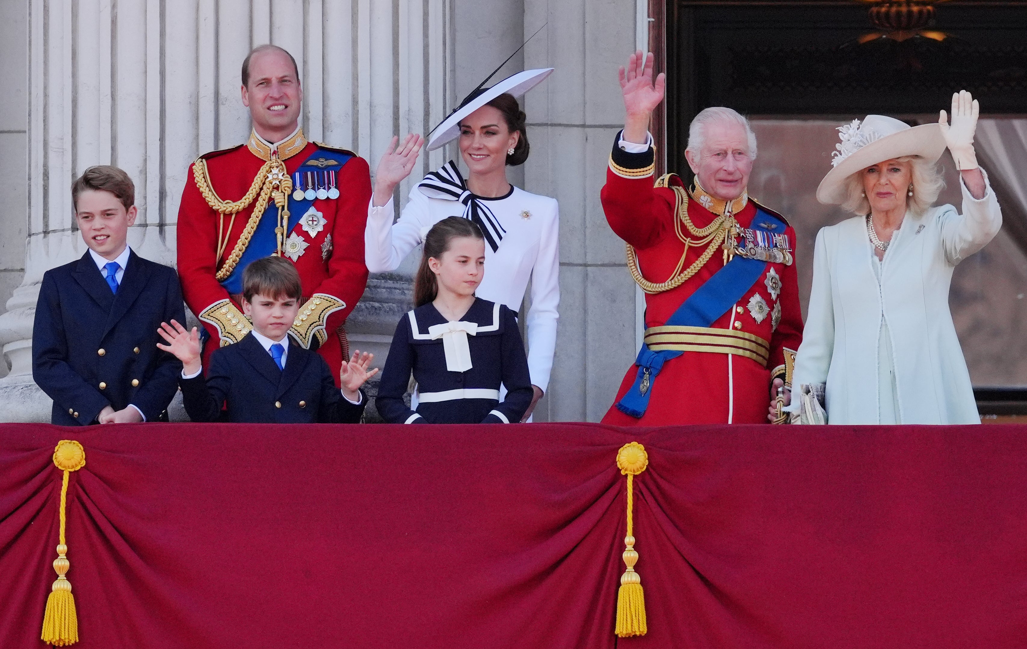 The Princess of Wales with the royal family on the Palace balcony on her first official appearance since her cancer diagnosis