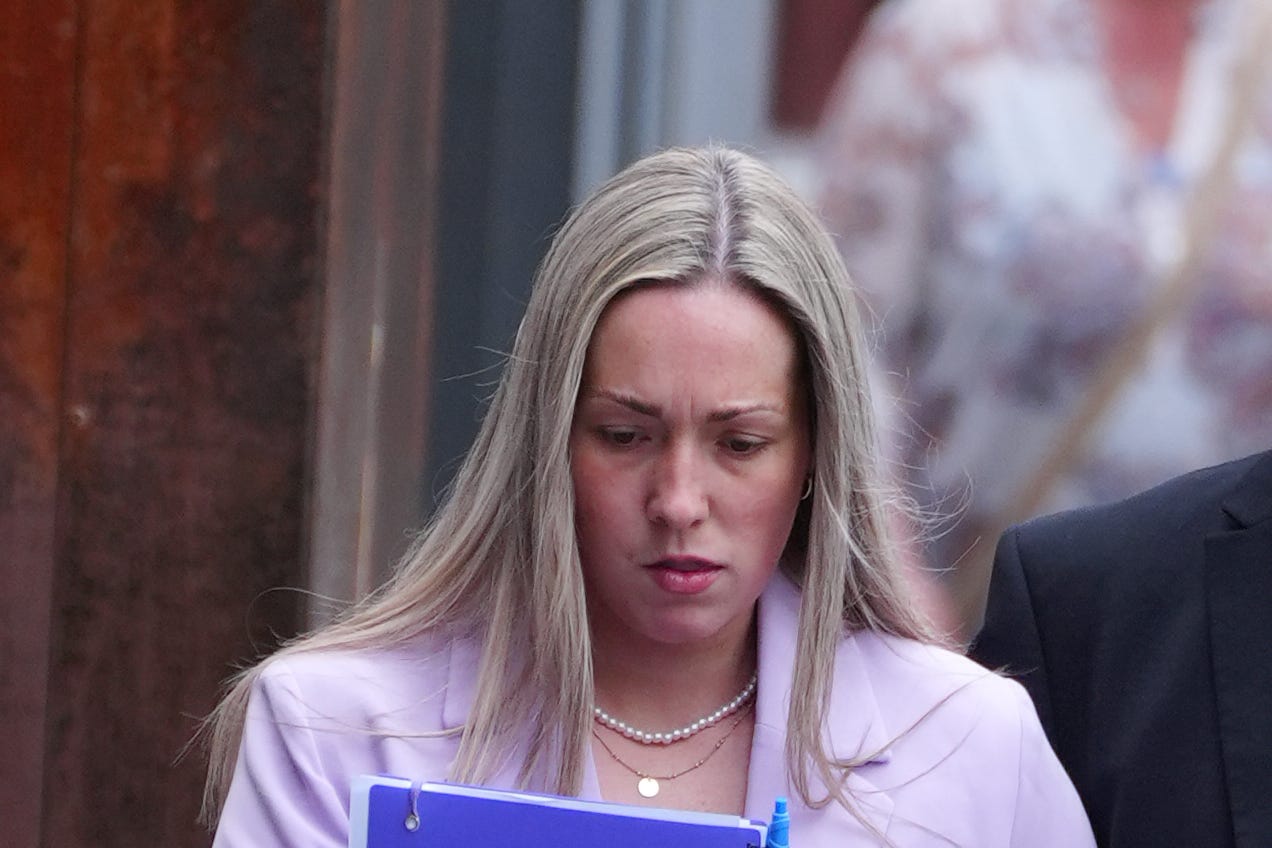 School teacher Rebecca Joynes arrives at Manchester Crown Court, during her trial in May.