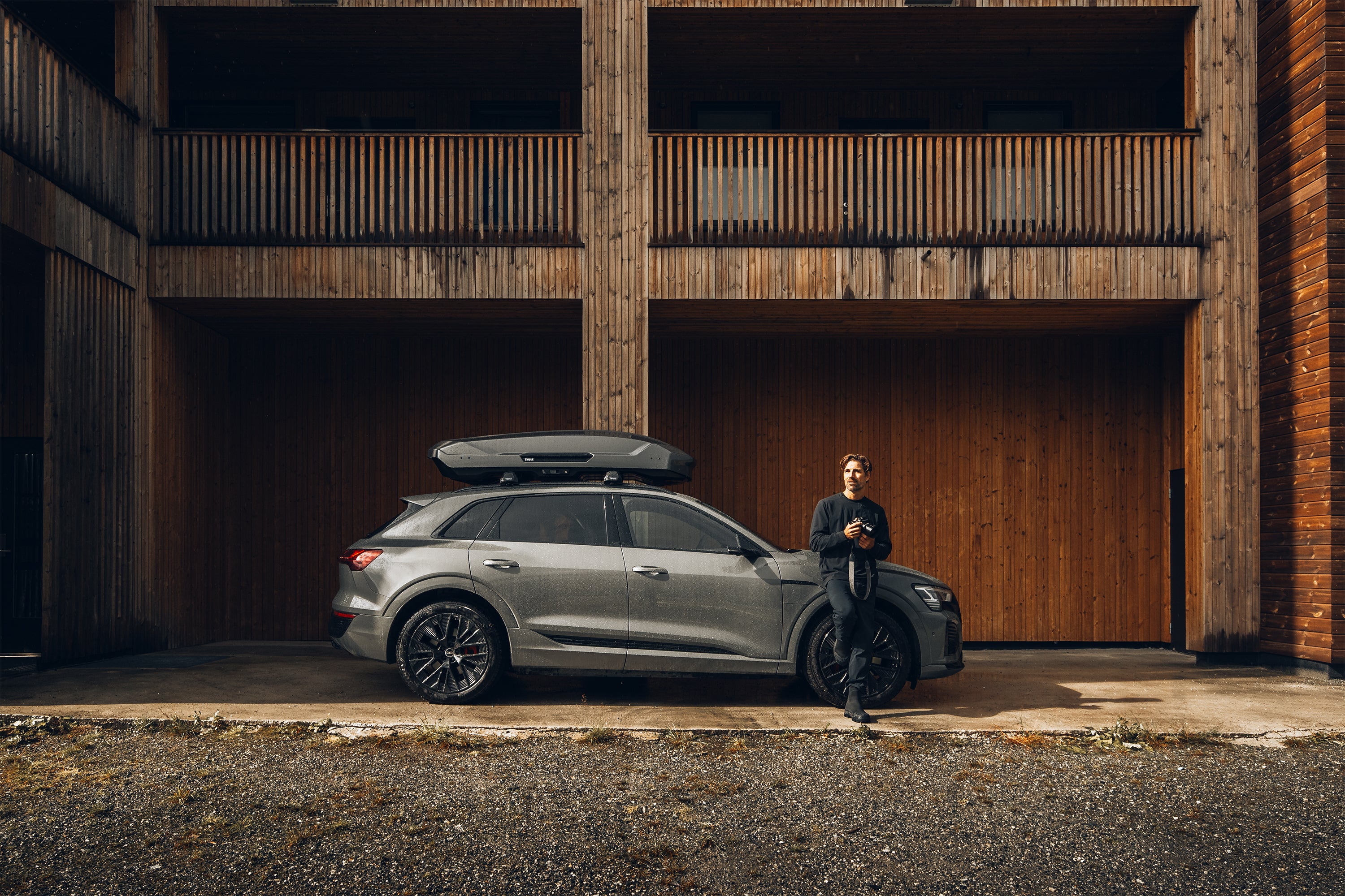 Car with roof box