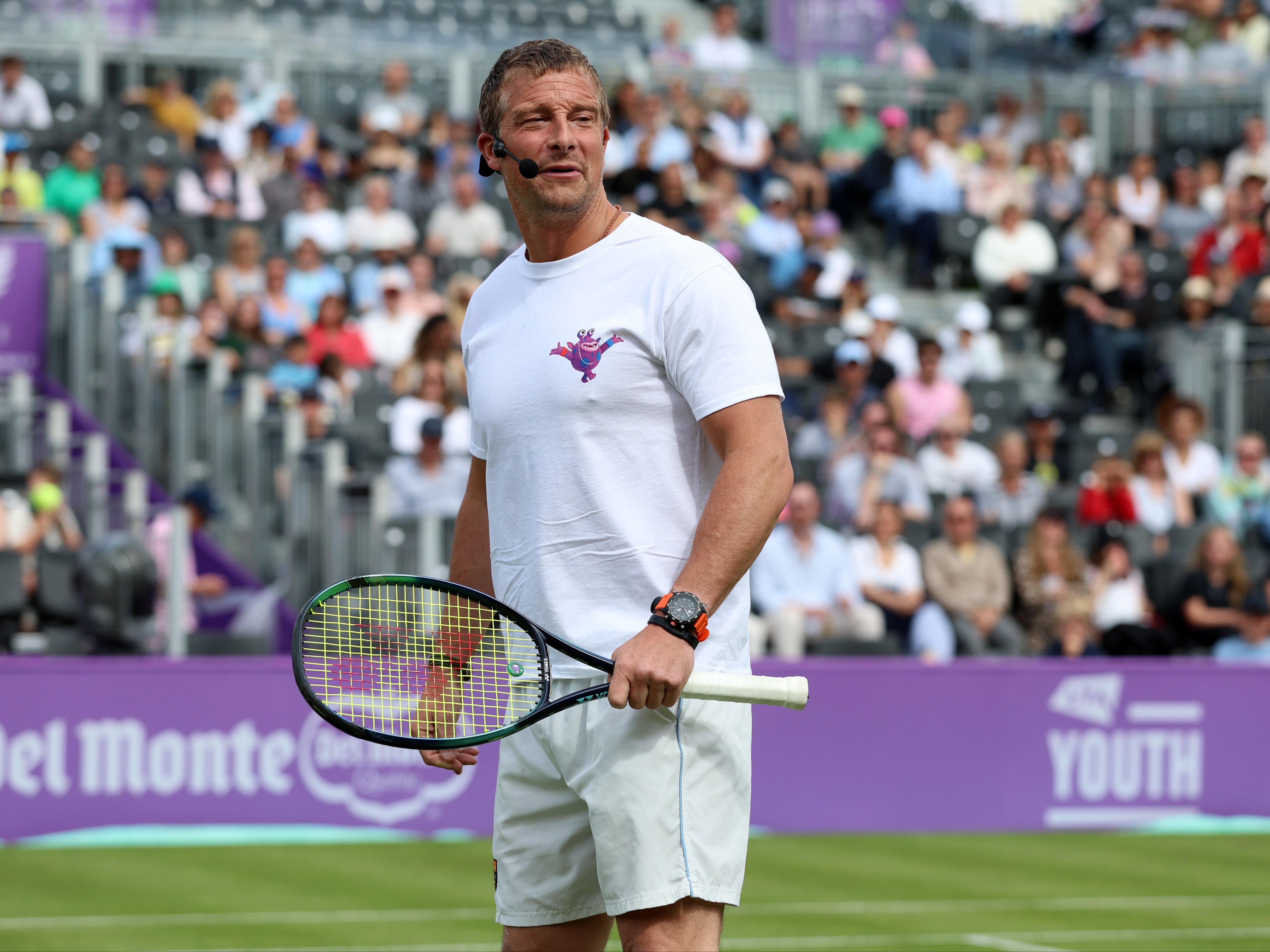 Bear Grylls at an exhibition match in June 2024