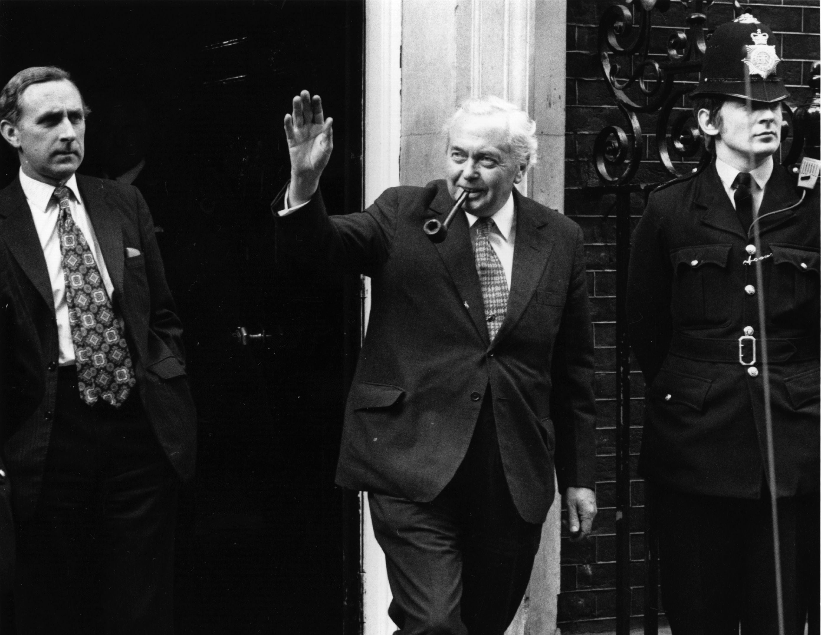 Harold Wilson on his way to Buckingham Palace to hand his resignation to the Queen in 1976