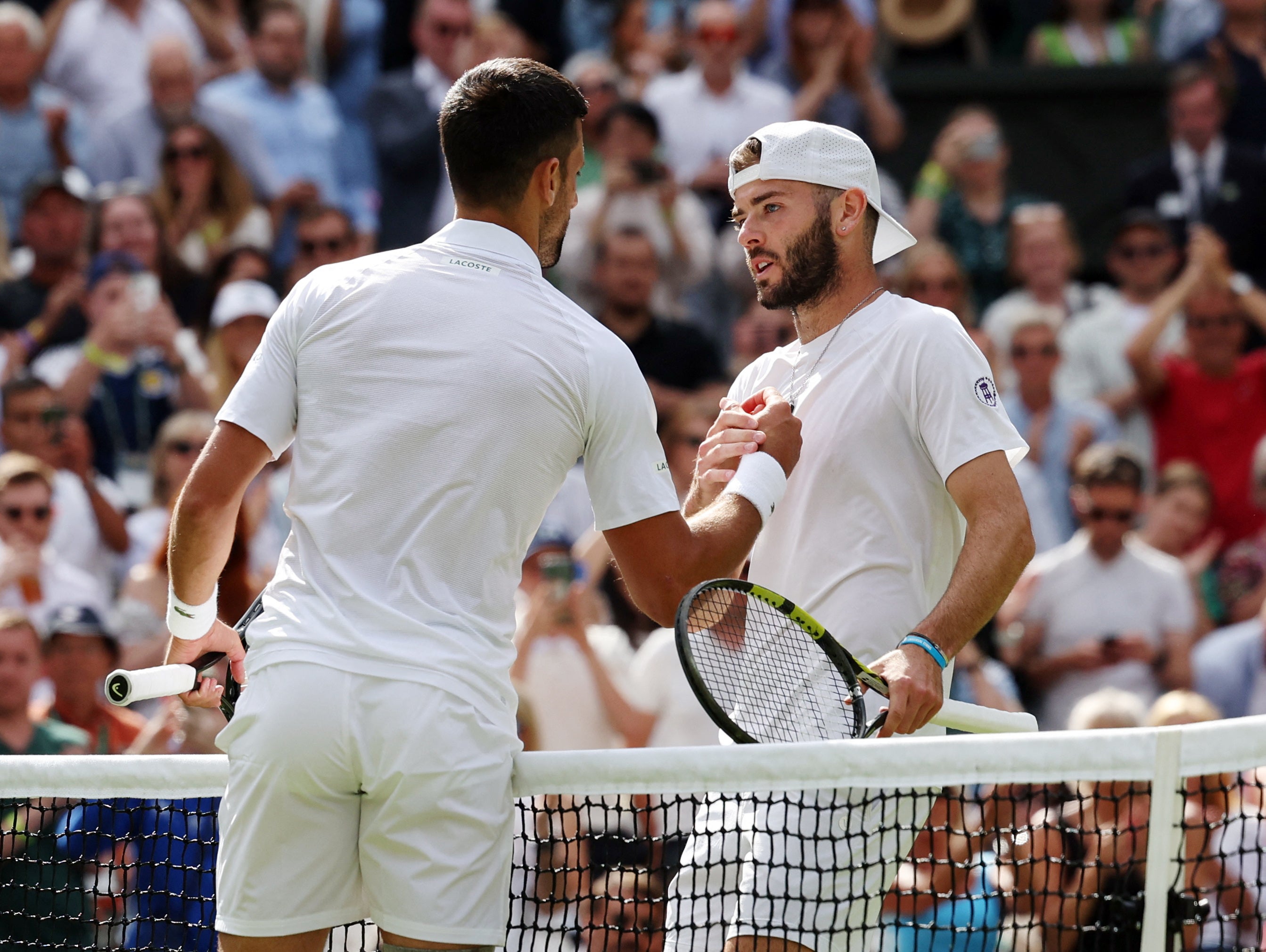 Fearnley pushed Djokovic but was beaten 6-3 6-4 5-7 7-5