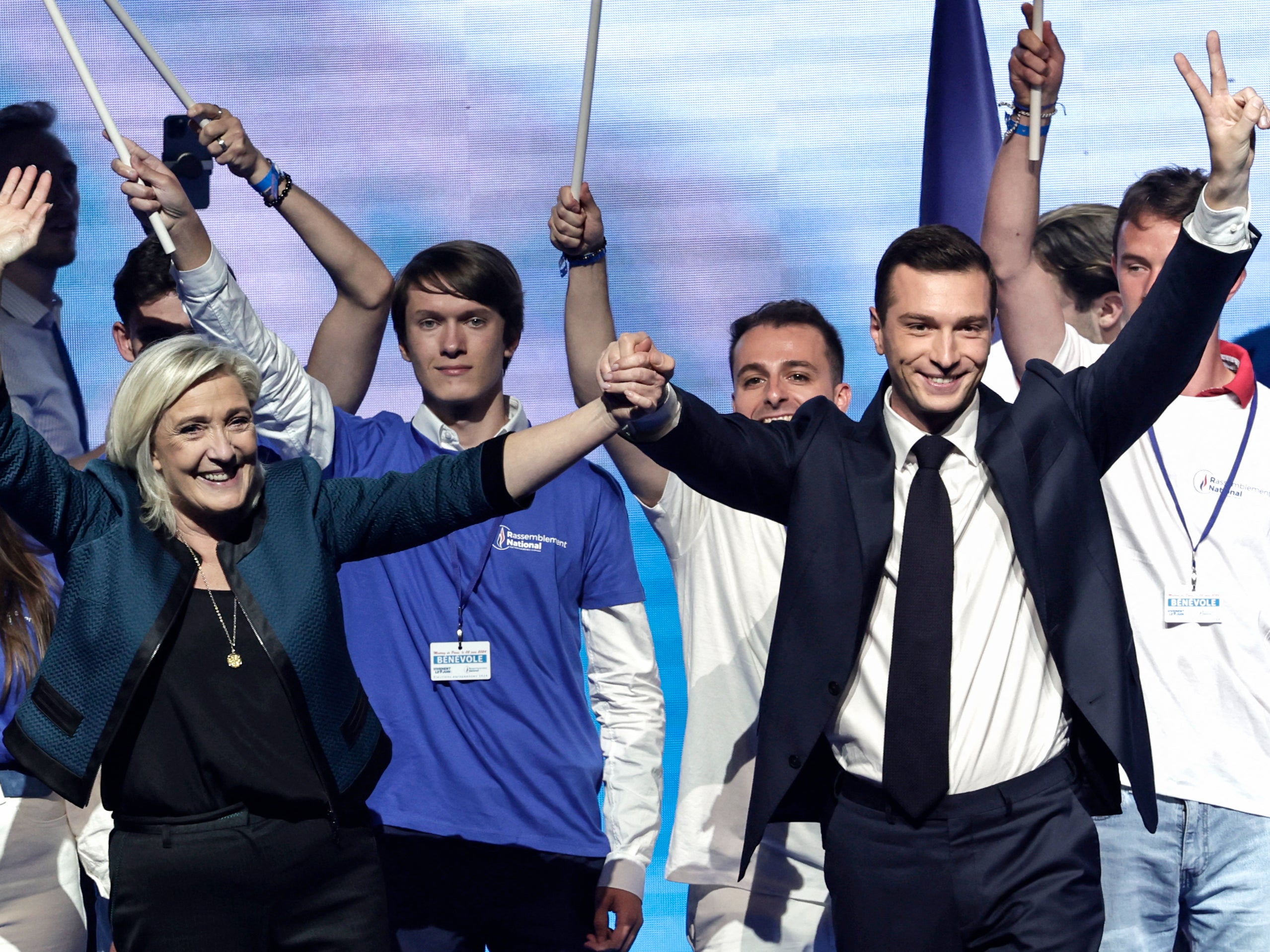 Marine Le Pen and Jordan Bardella’s National Rally party won a third of the vote in last week’s ballot