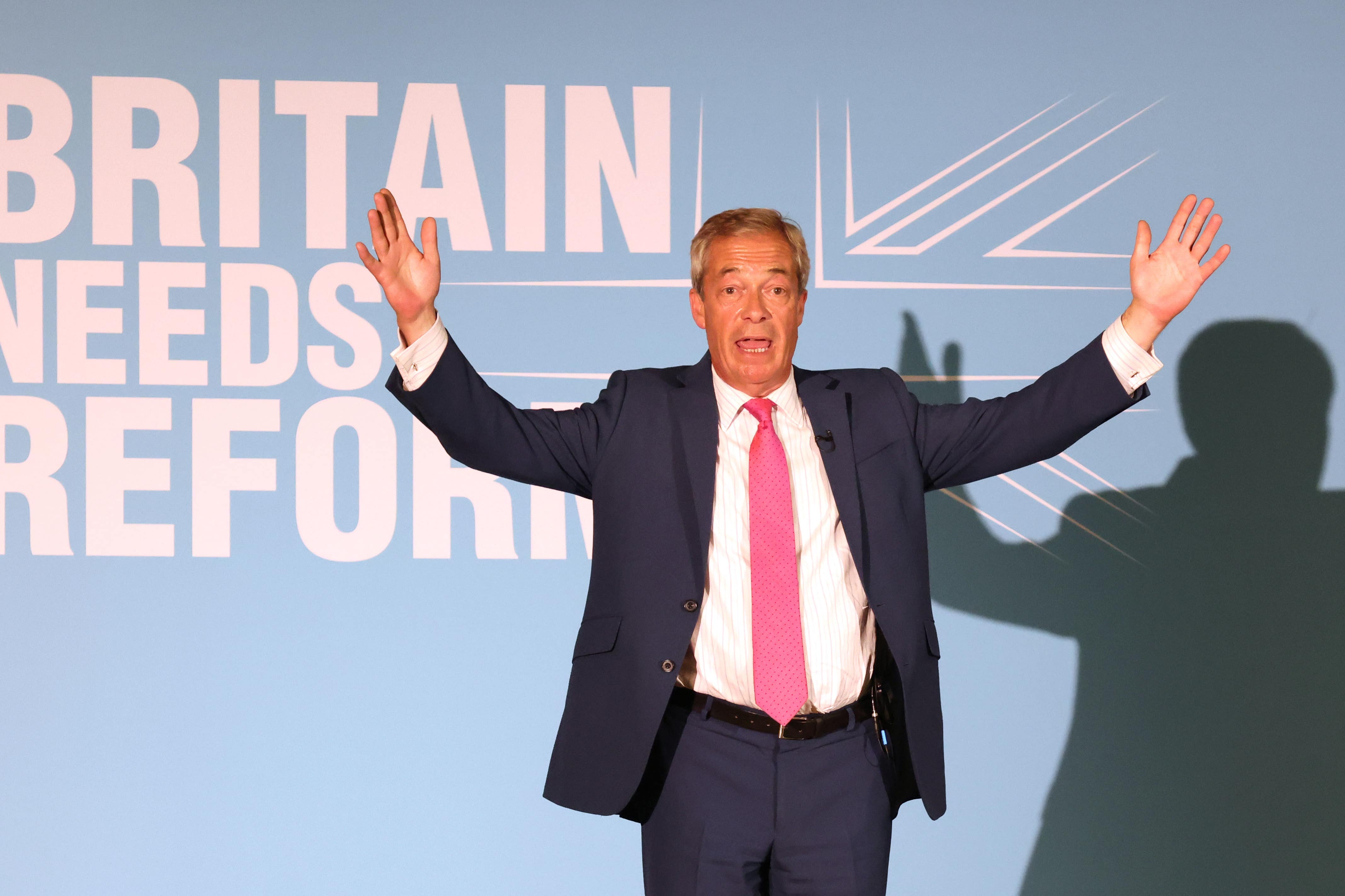 Reform UK Leader Nigel Farage speaking at a meeting in Boston, while on the General Election campaign trail. Picture date: Thursday June 27, 2024.