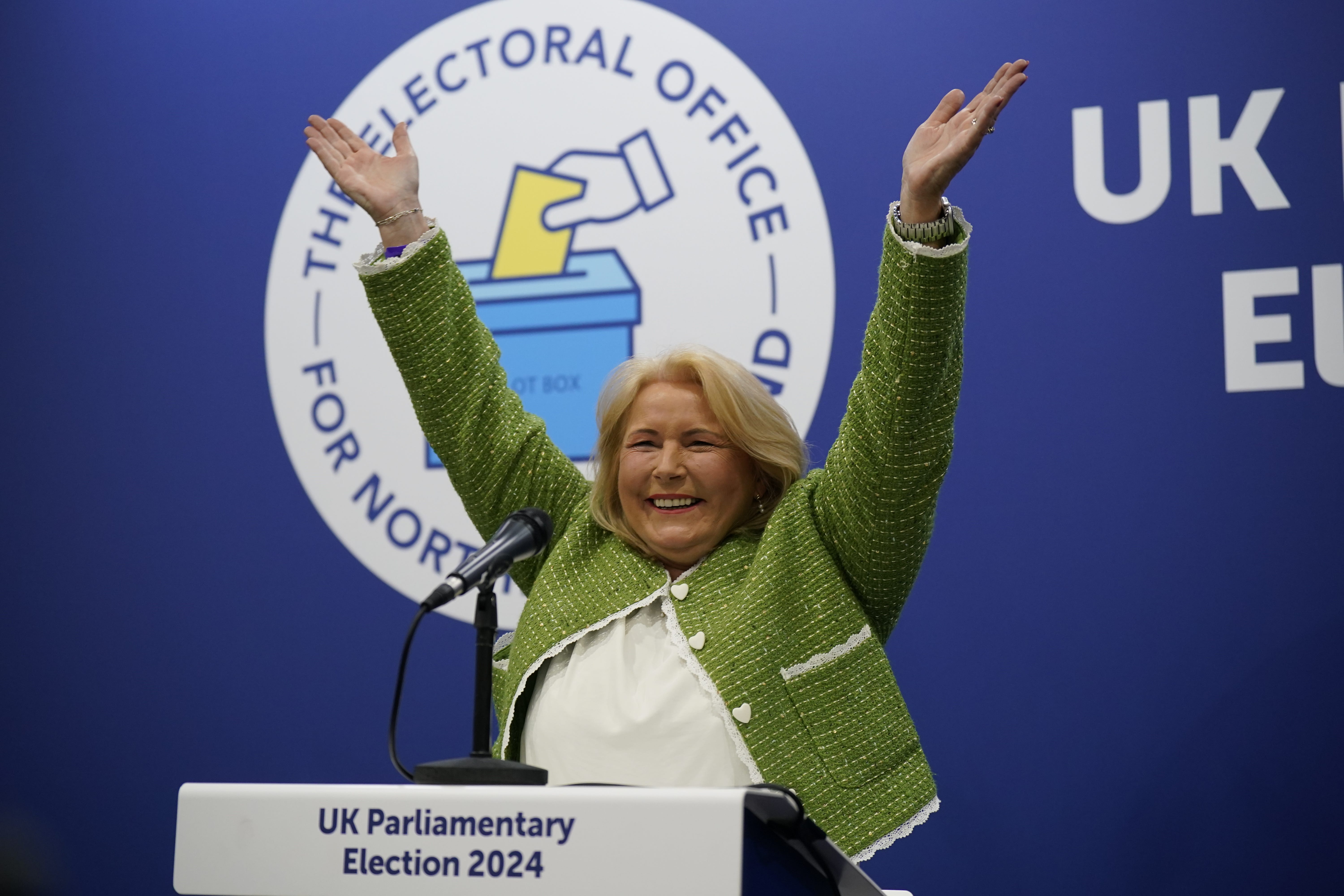 Sinn Fein’s Pat Cullen celebrates (Niall CarsonPA)