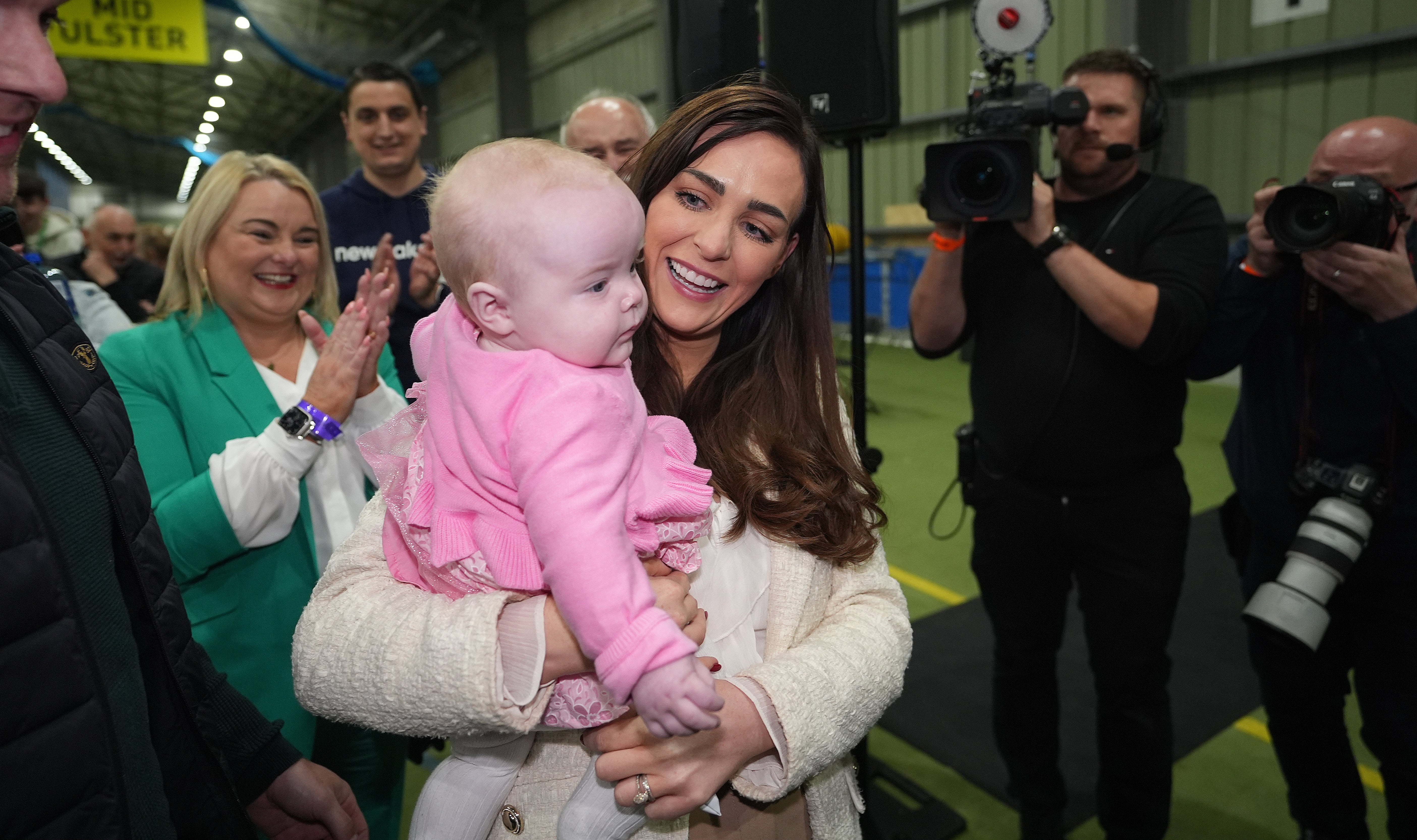 Sinn Fein’s Órfhlaith Begley celebrates her election in West Tyrone with her daughter Blaithin. The party now has eight Westminster seats