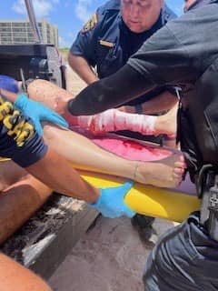 Two off-duty agents from Border Patrol Laredo Sector rendered aid to a shark attack victim on South Padre Beach