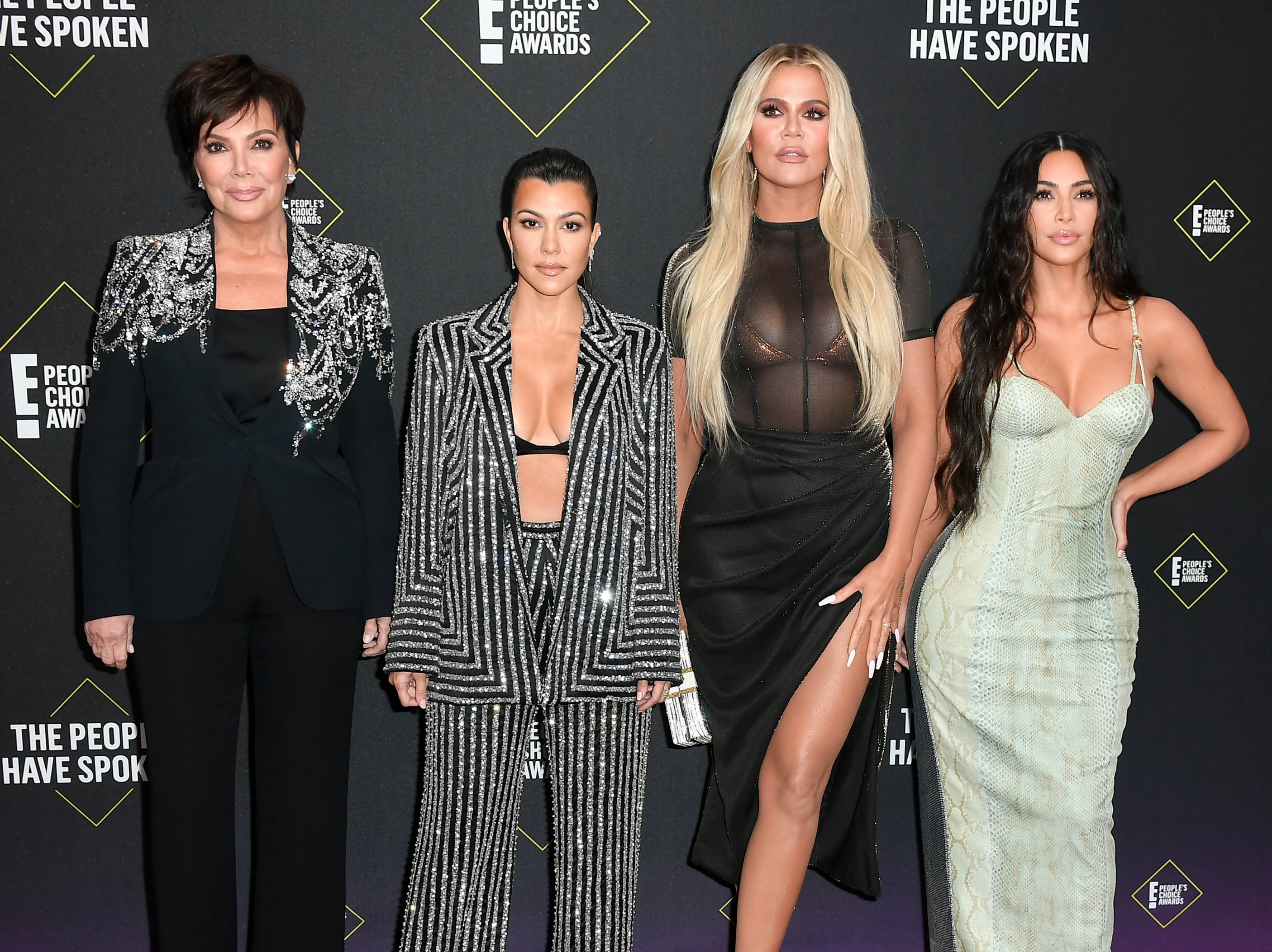 Kris Jenner, Kourtney Kardashian, Khloe Kardashian and Kim Kardashian attend the 2019 E! People’s Choice Awards at Barker Hangar on 10 November 2019 in Santa Monica, California