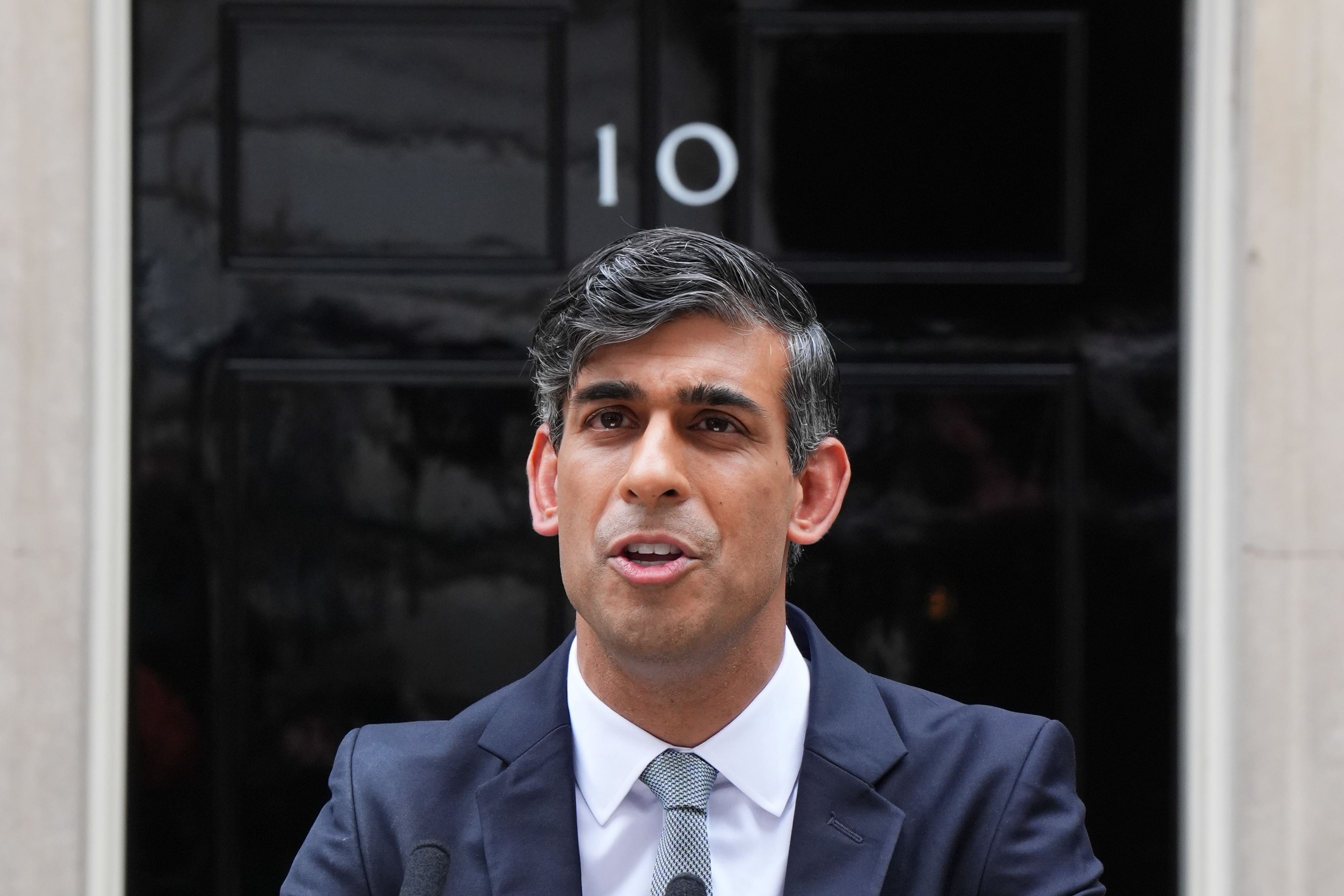 Rishi Sunak gives a speech outside 10 Downing Street following the Conservatives’ landslide defeat to Labour