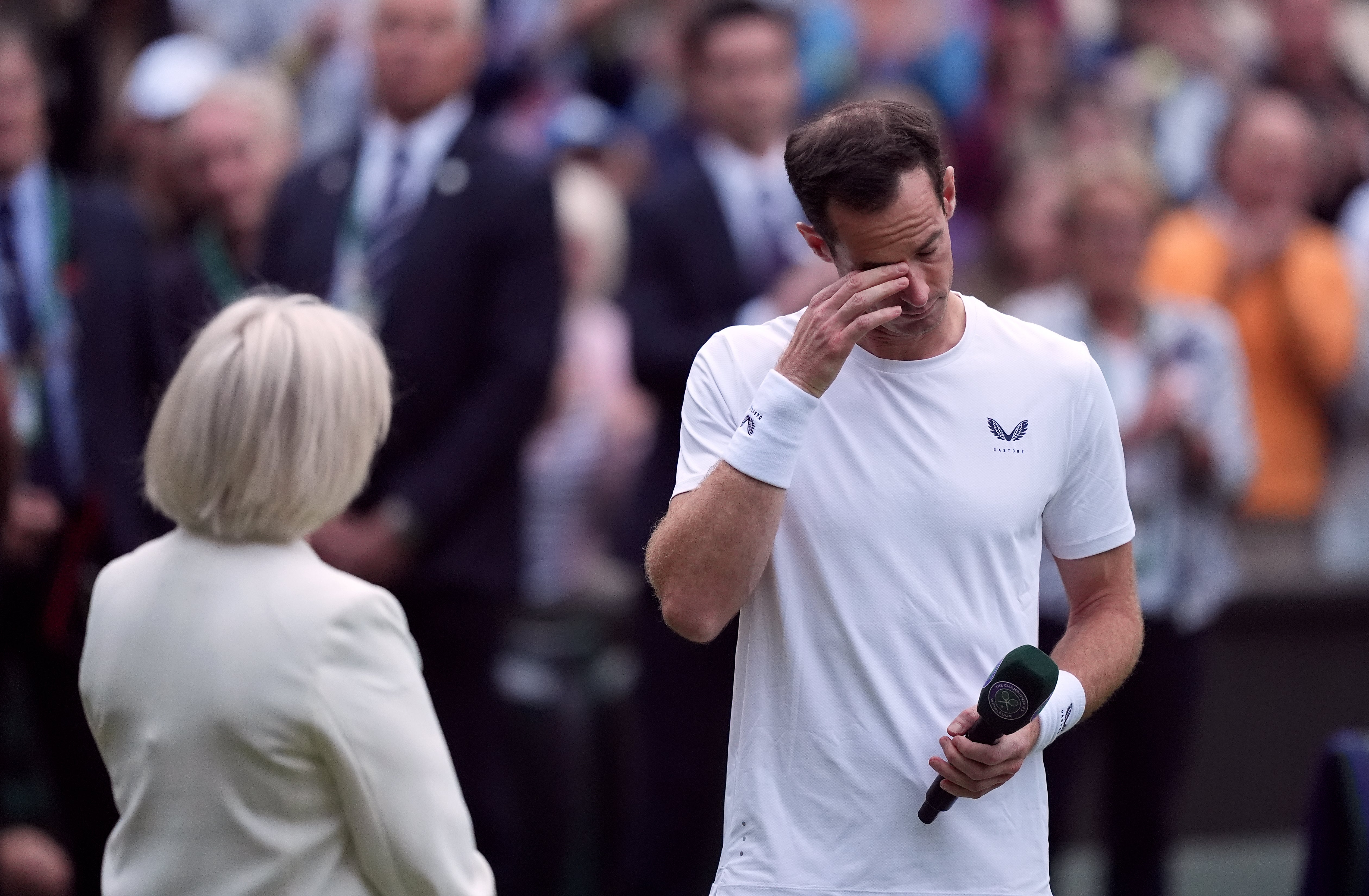 Murray wipes away tears before reminiscing with Sue Barker