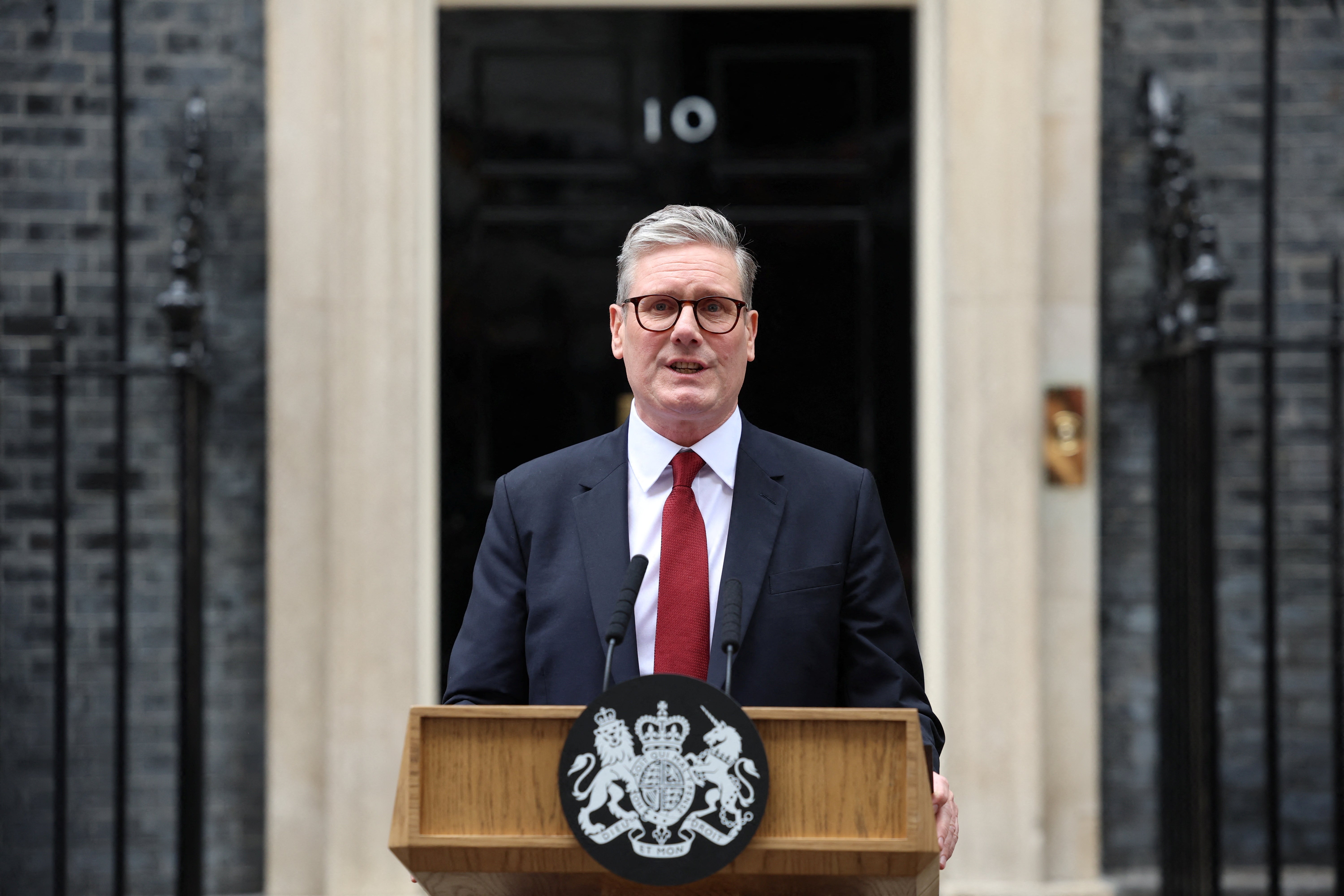 Sir Keir Starmer makes his first speech as prime minister outside No 10, July 5