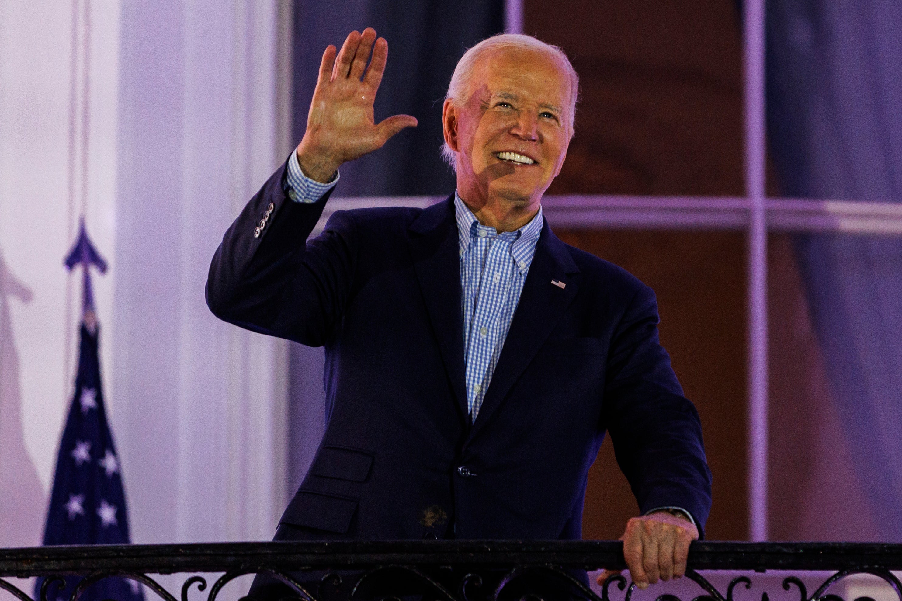 President Joe Biden steps out onto the balcony of the White House to view the fireworks on the National Mall during a 4th of July event on the South Lawn of the White House. Now, a group of Democrats is looking to raise money for a new candidate