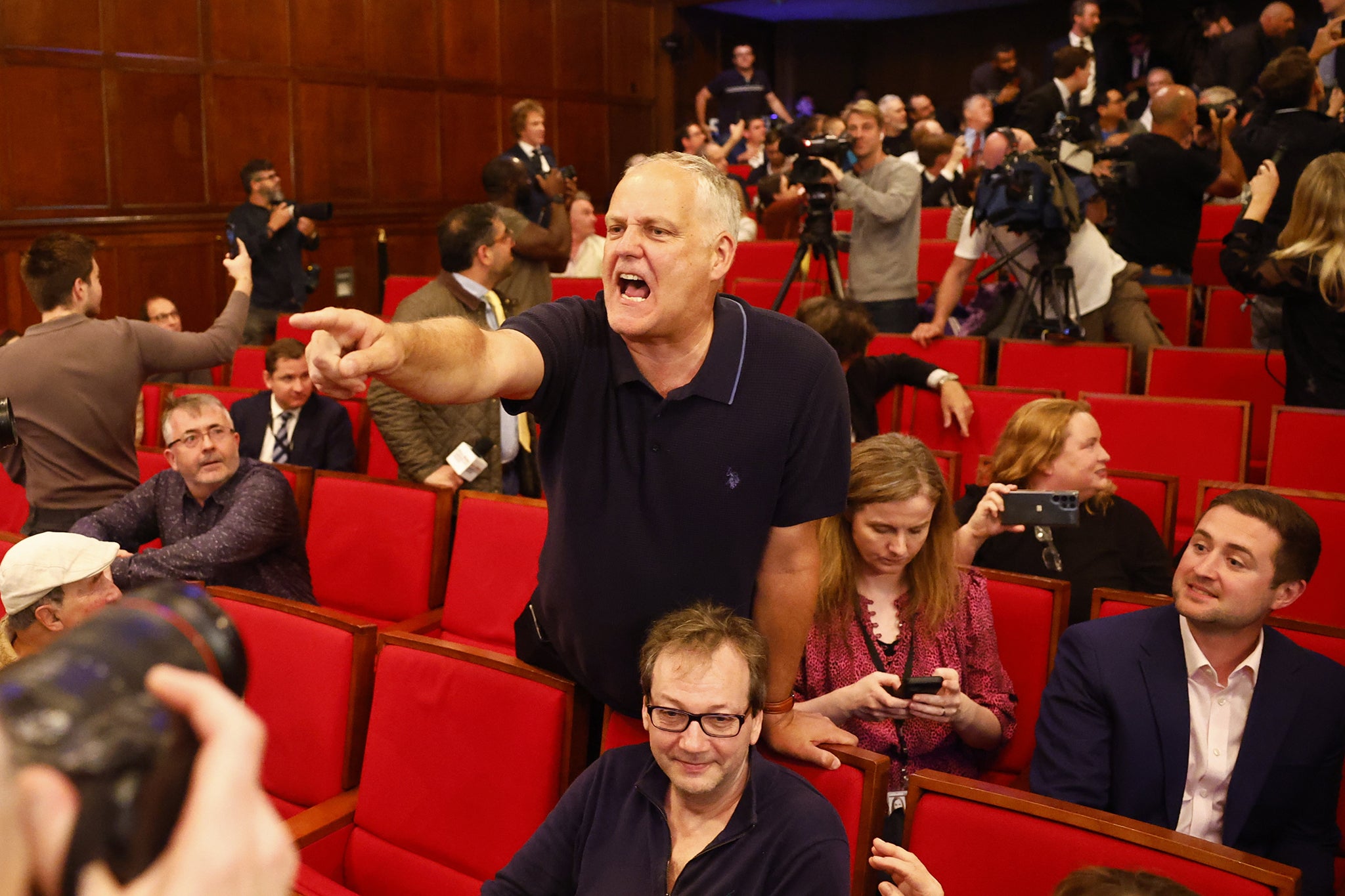 Wild scenes at Farage’s press conference after his party took five seats