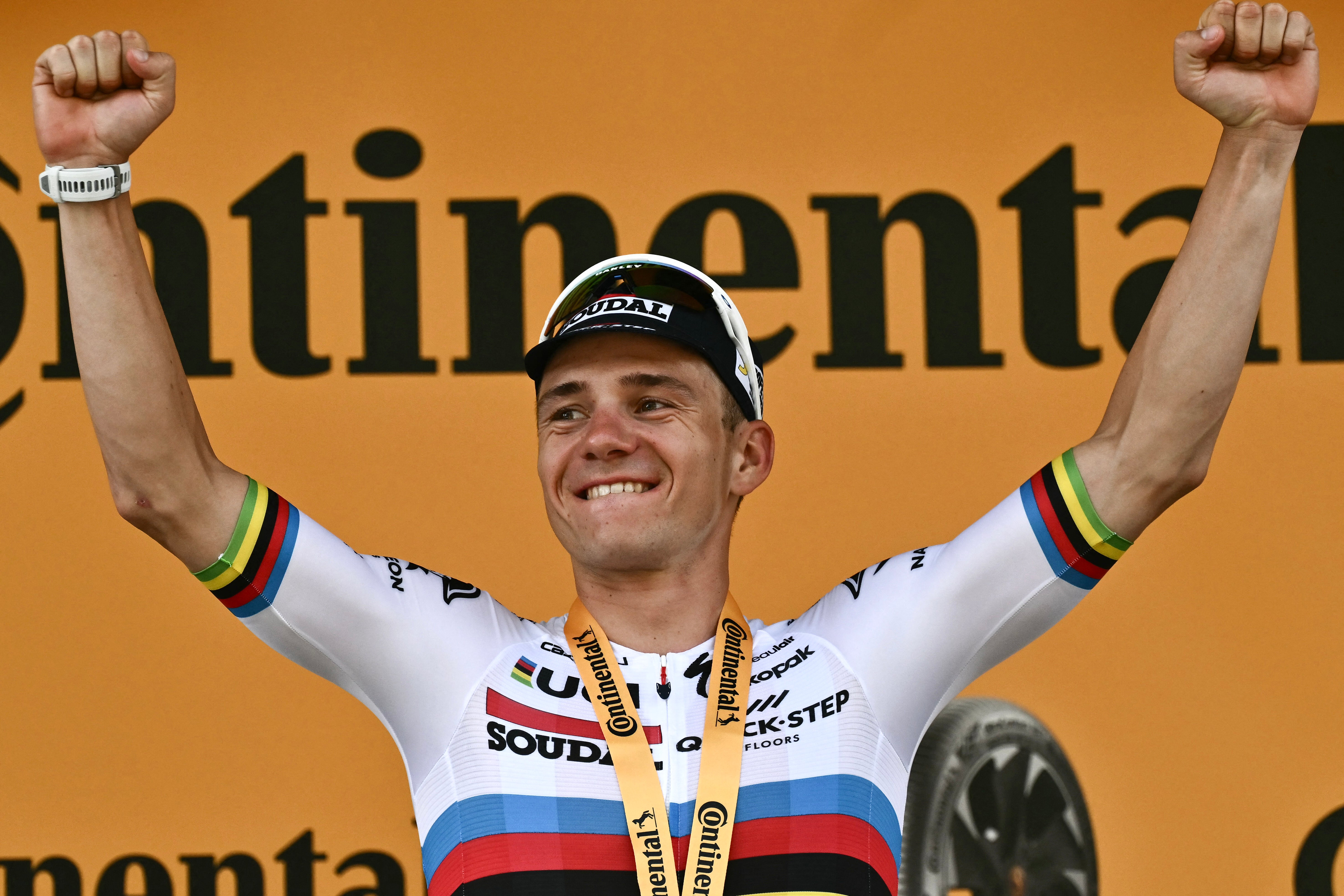 Remco Evenepoel claimed a superb win in tthe stage-seven time trial