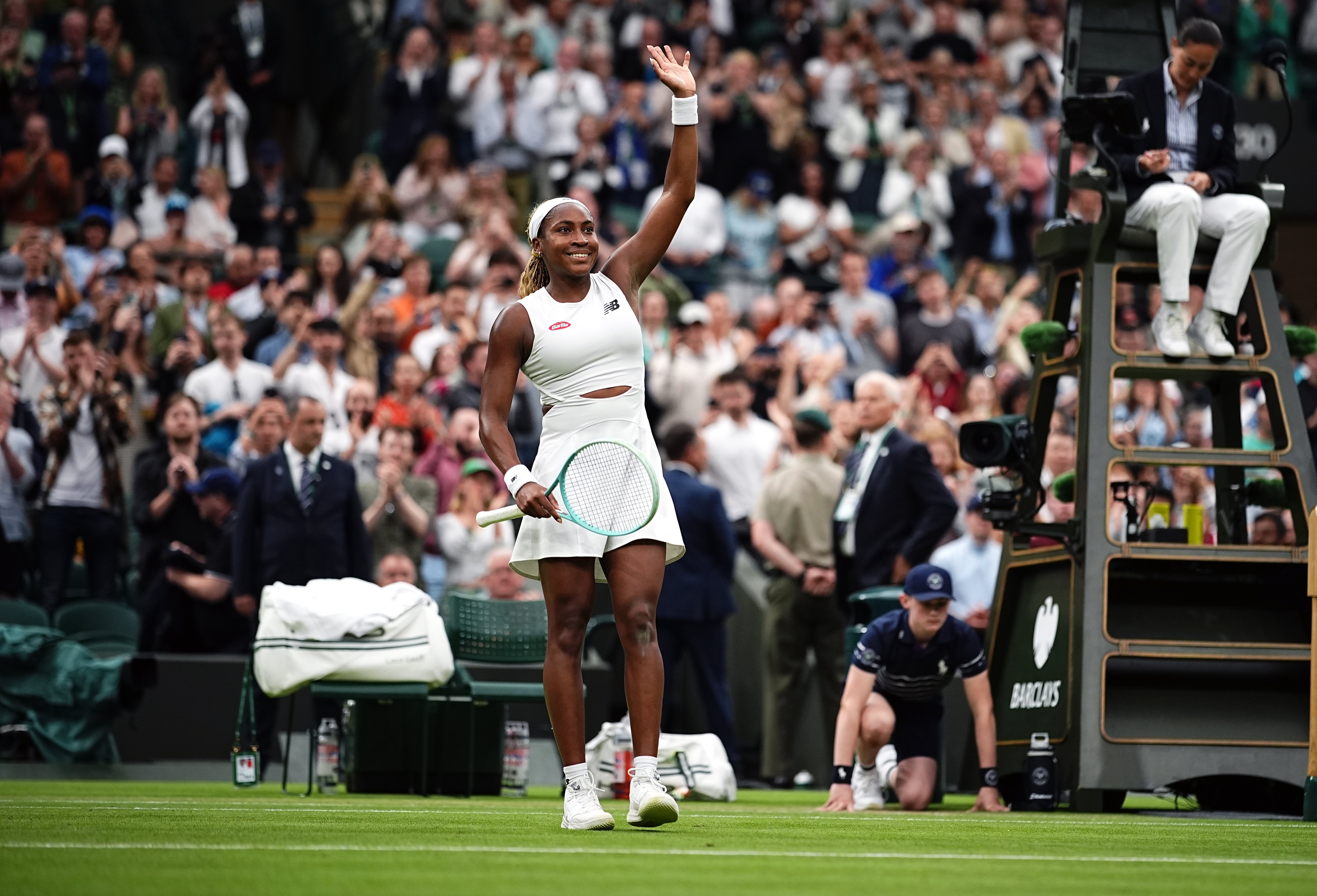 Coco Gauff celebrates her victory (Aaron Chown/PA)