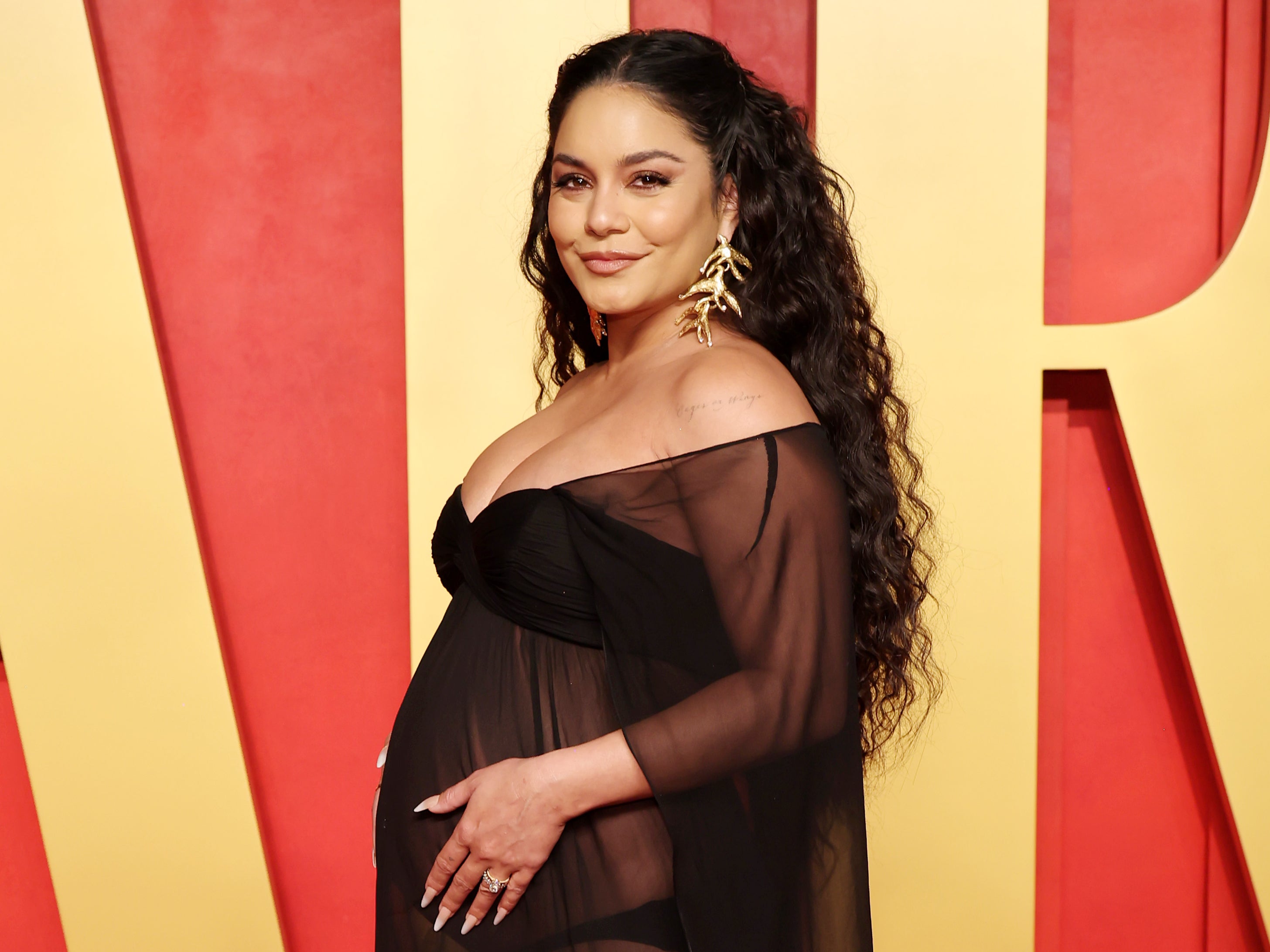 Vanessa Hudgens attends the 2024 Vanity Fair Oscar party, hosted By Radhika Jones, at Wallis Annenberg Center for the Performing Arts on March 11, 2024, in Beverly Hills, California