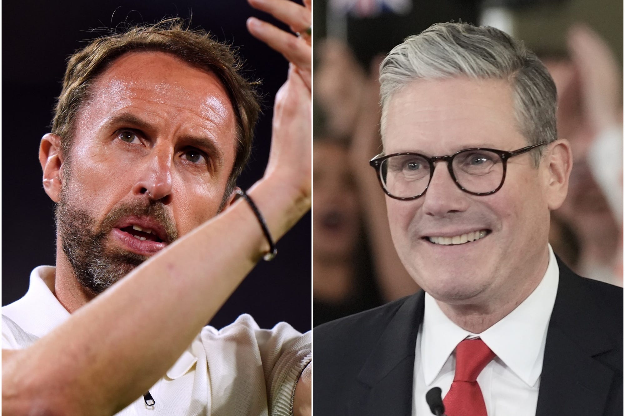 England manager Gareth Southgate, left, has sent his best wishes to new Prime Minister Sir Keir Starmer (Bradley Collyer/ Stefan Rousseau/PA)