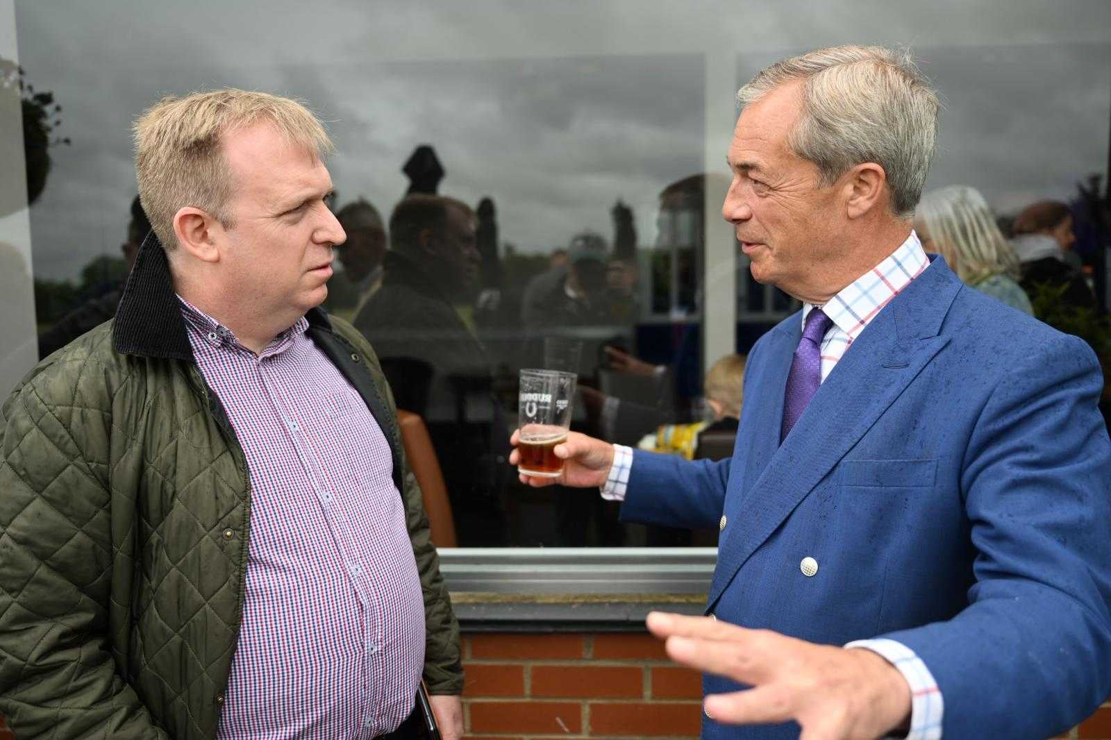 Mr Farage speaking to David Maddox