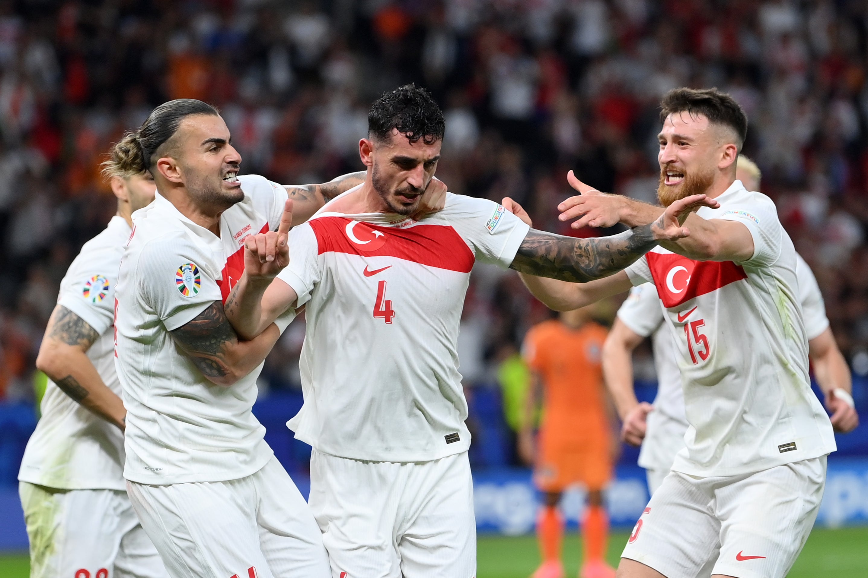 Akaydin celebrates scoring against Netherlands