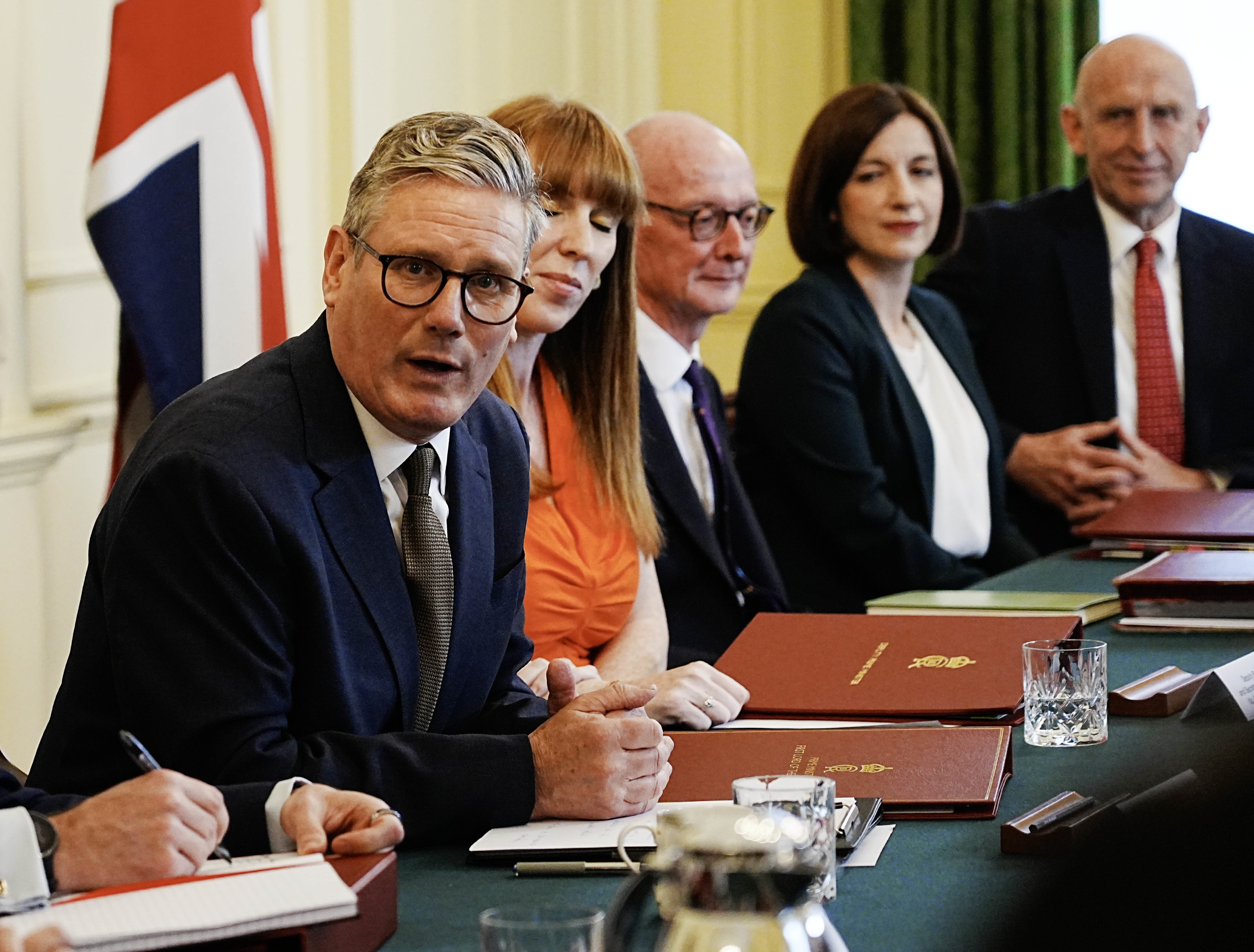 Prime minister Keir Starmer hosts his first Cabinet meeting at 10 Downing Street