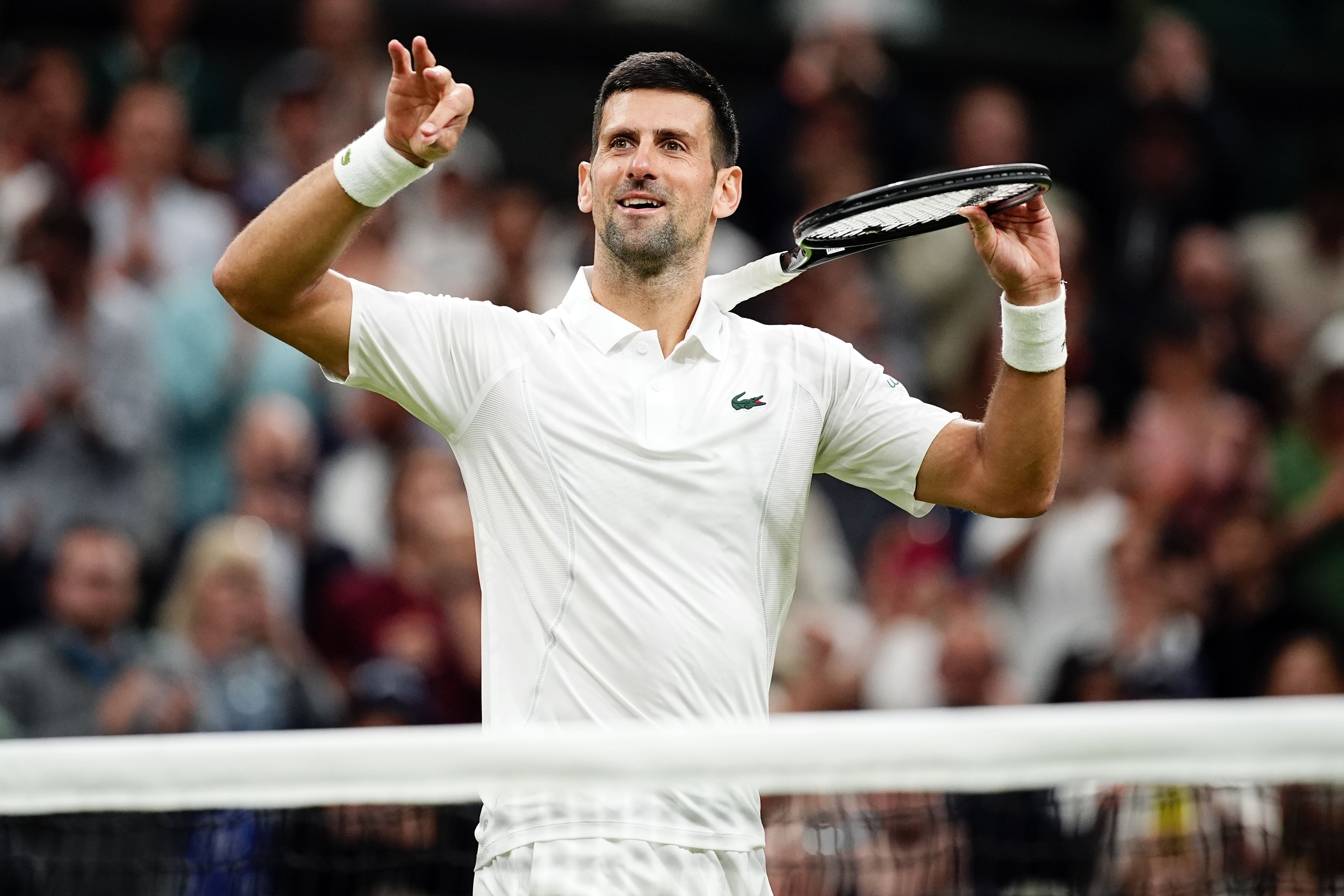 Novak Djokovic celebrates victory over Alexei Popyrin (Aaron Chown/PA)