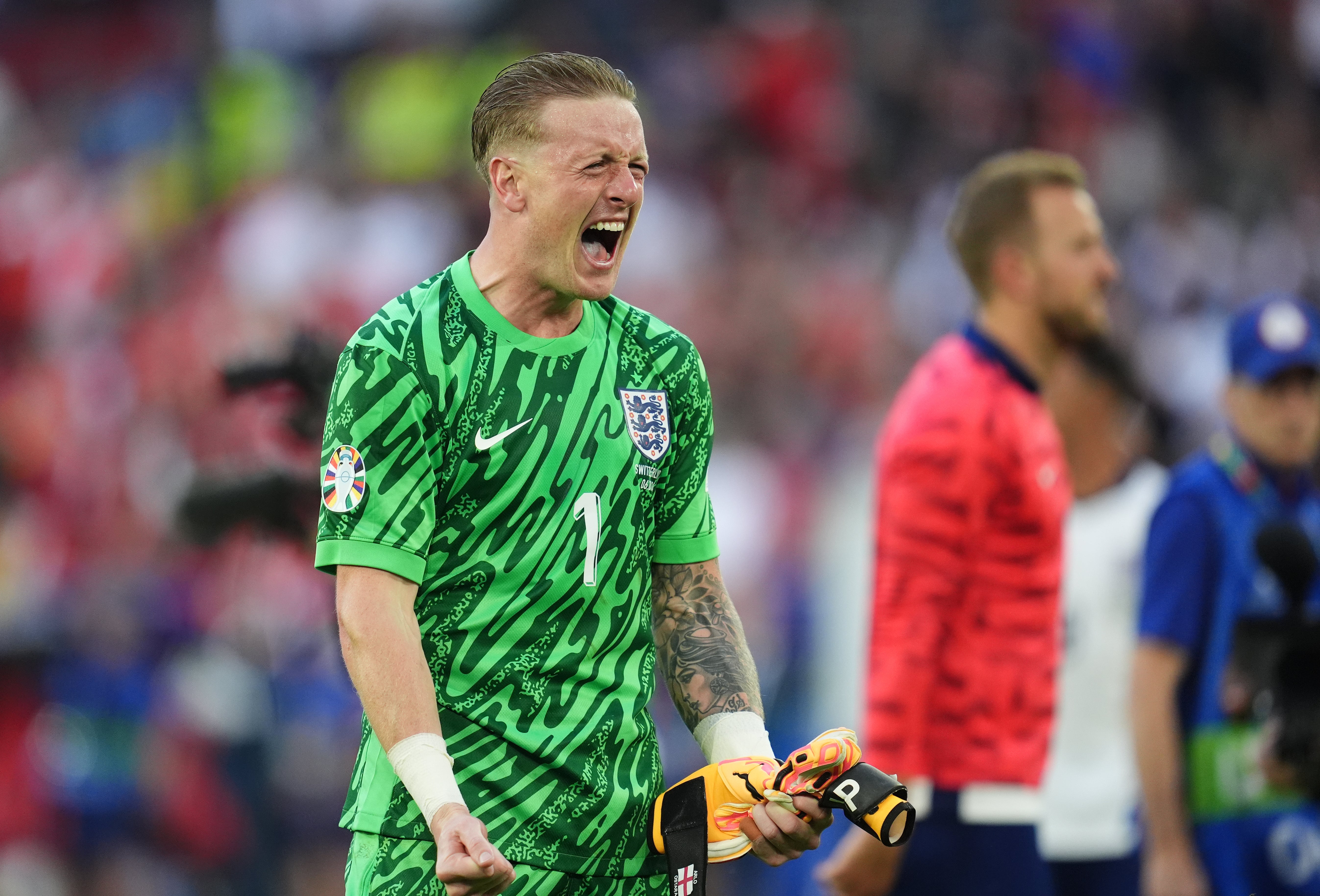 Jordan Pickford made the decisive save from Manuel Akanji (Adam Davy/PA)