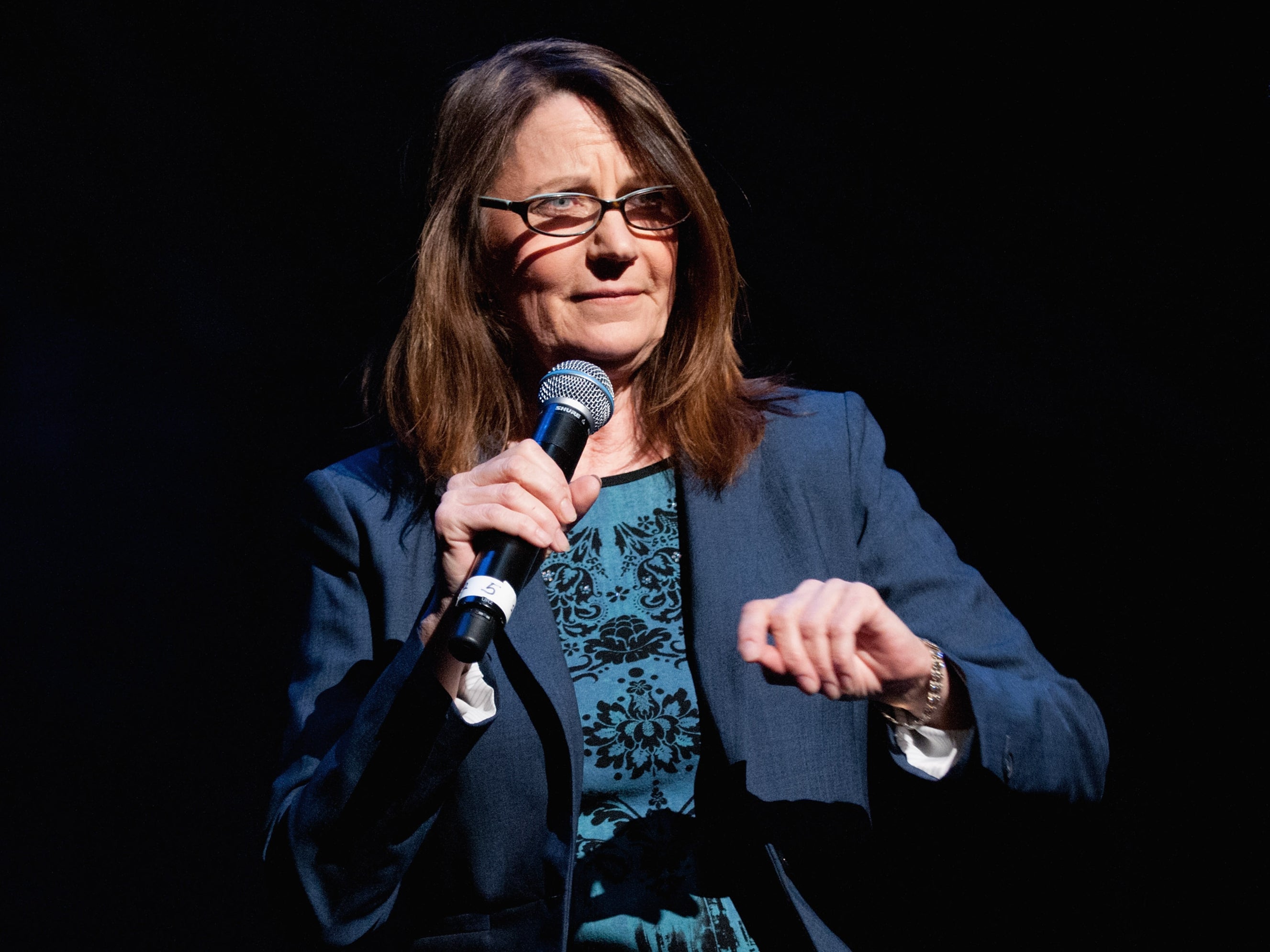 Judy Belushi Pisano attends the official Blues Brothers Revue at the Rialto Theater on March 5, 2012, in Joliet, Illinois