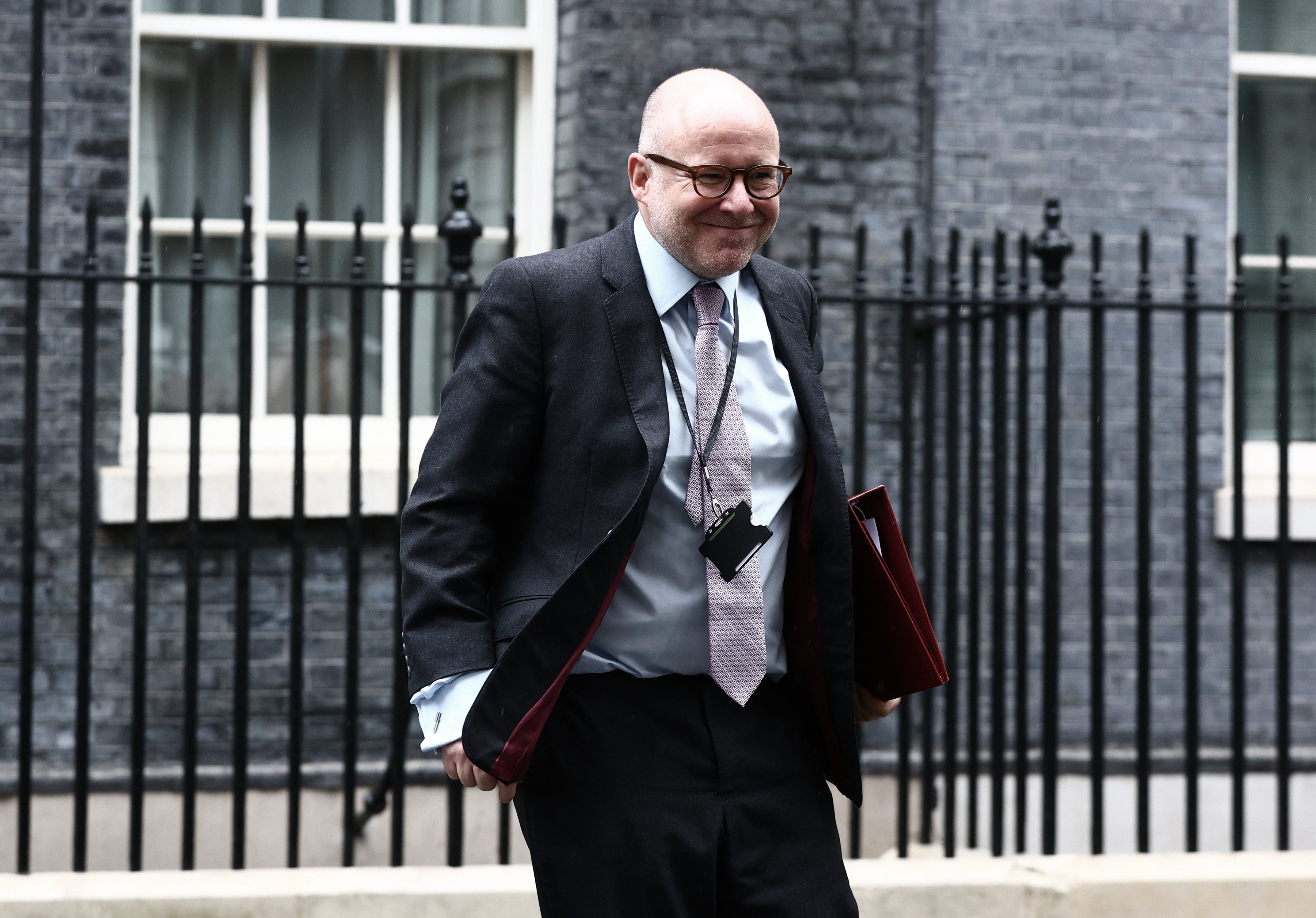 Richard Hermer leaving Downing Street after the first cabinet meeting