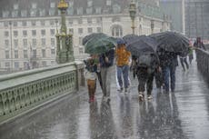 UK weather live: Met Office warning as over a month’s rain in two days on southern UK