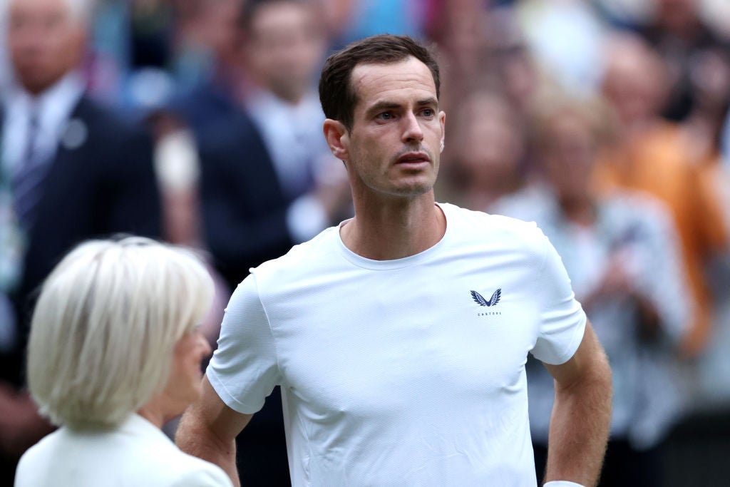 Murray is emotional while speaking to Barker on court