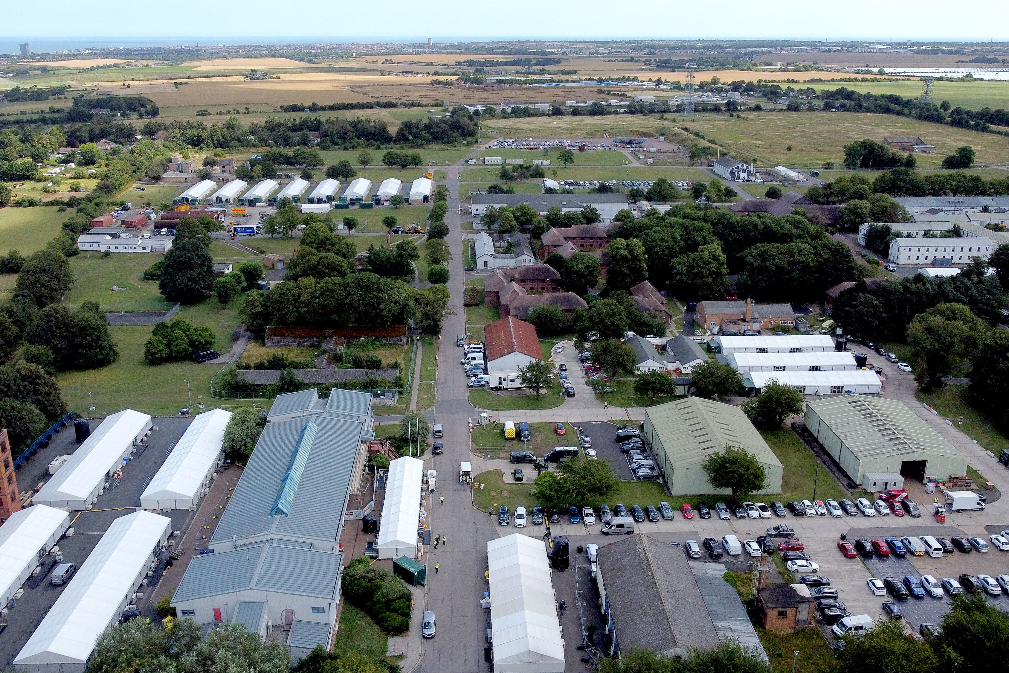 A view of the Manston immigration short-term holding facility located at the former Defence Fire Training and Development Centre in Thanet, Kent (Gareth Fuller/PA)