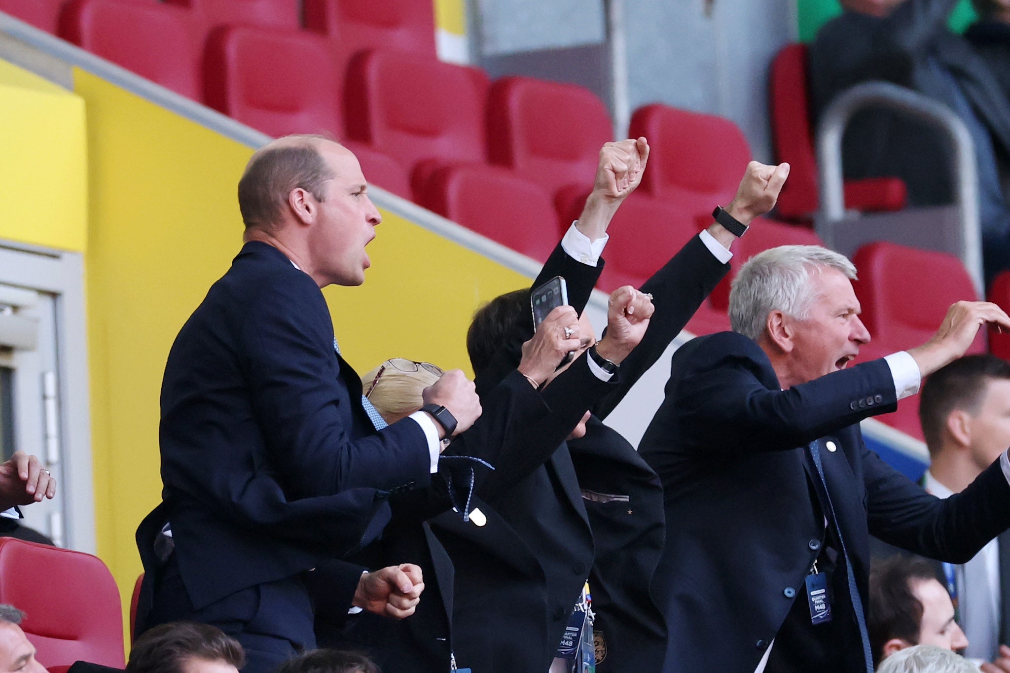 The Prince of Wales cheering on the England squad