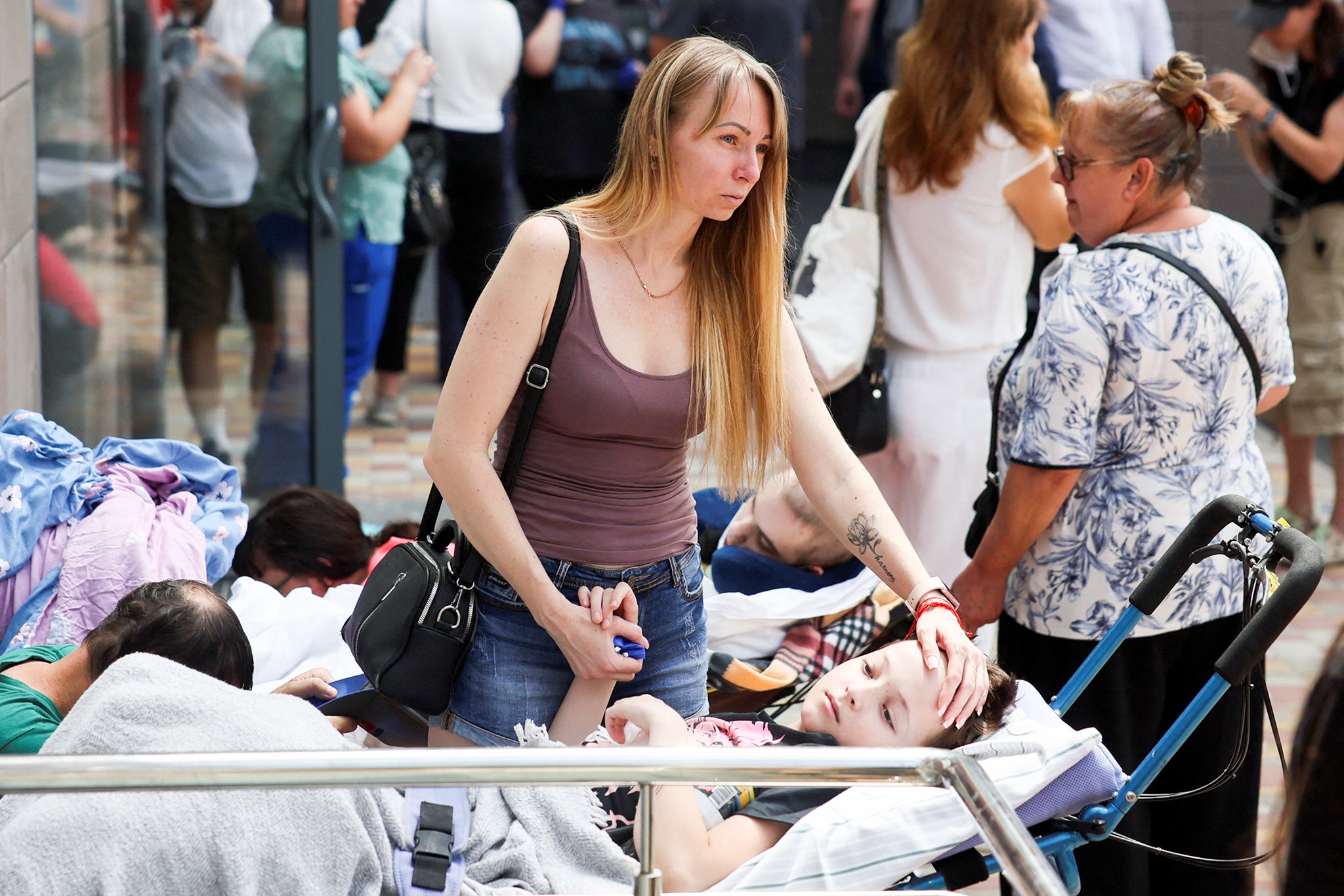 Children were wheeled off their wards and into the streets after the attack