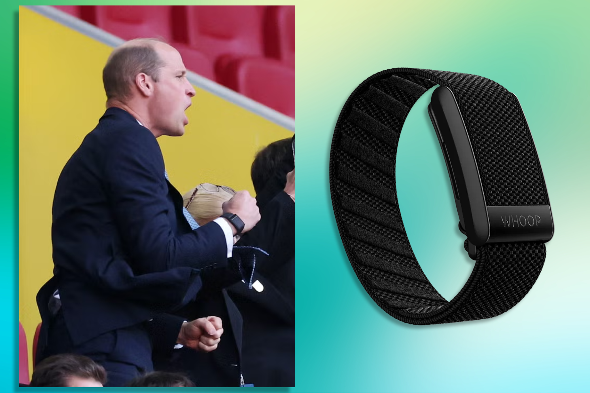 Prince William sporting the Whoop fitness tracker at the Euros against Switzerland