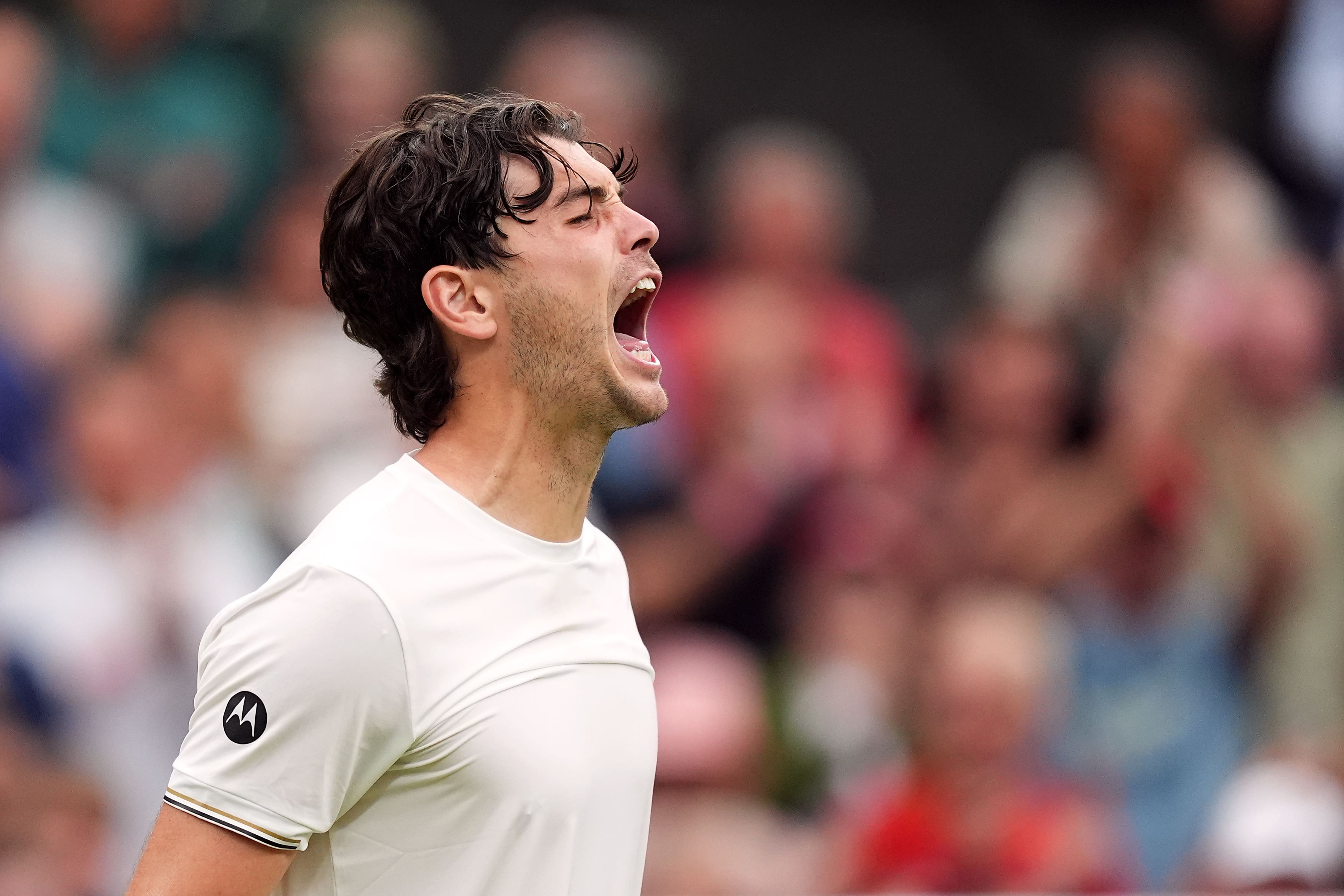 Taylor Fritz celebrates beating Alexander Zverev (Jordan Pettitt/PA)